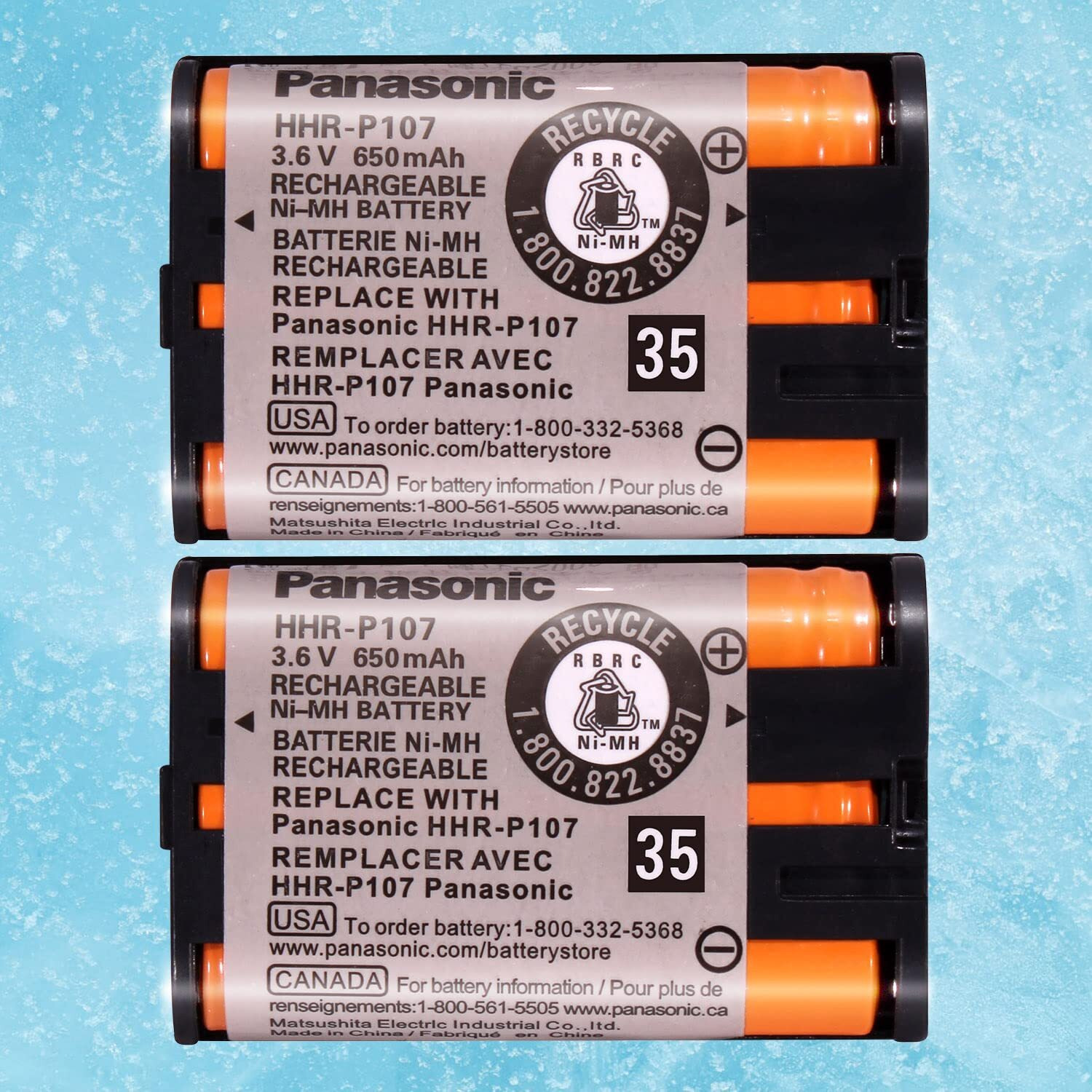 Trianglepatt 2 Pack Hhr-P107 Ni-Mh Rechargeable Battery For Panasonic 3.6V 650Mah Battery For Cordless Phones