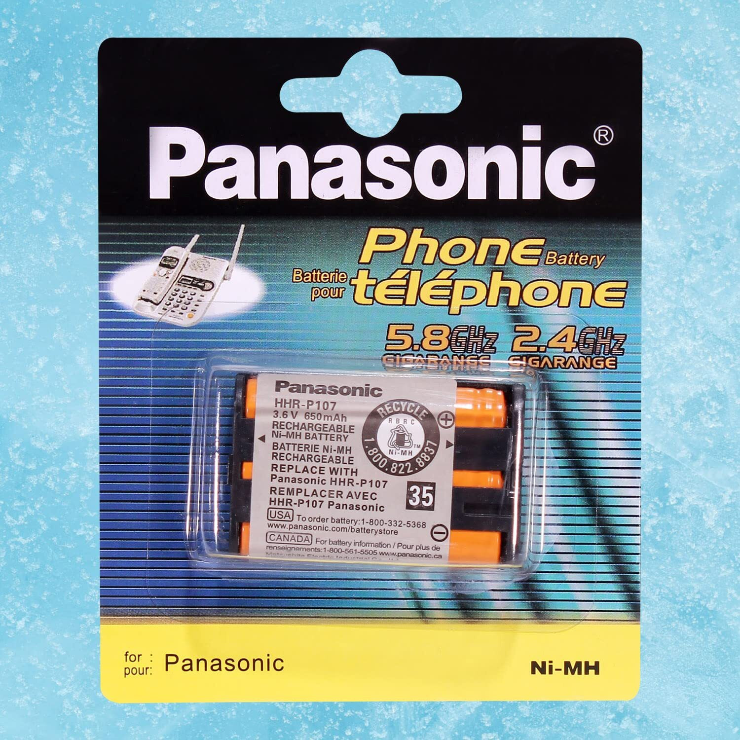 Trianglepatt 2 Pack Hhr-P107 Ni-Mh Rechargeable Battery For Panasonic 3.6V 650Mah Battery For Cordless Phones