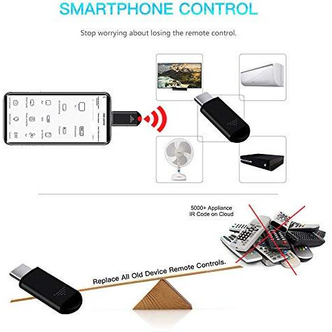 R09 Mini Smartphone Ir Remote Controller Adapter For Ios Smart Phone Mini Infrared Universal Control All In One Air Conditioner/Tv/Dvd/Stb (Black-Lightning)