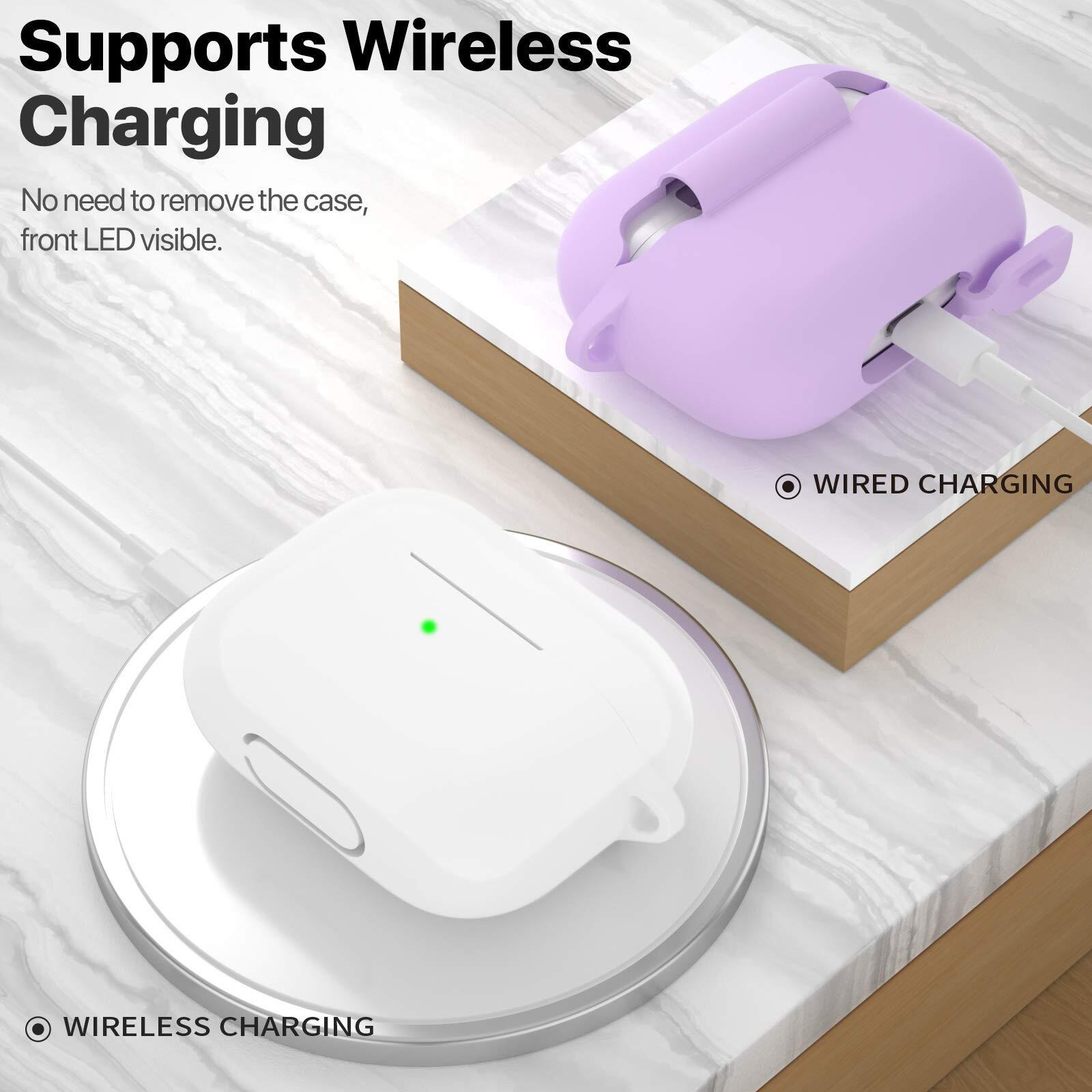 Atuat For Airpods Pro 1St/2Nd Generation Case Cover  Protective Silicone Skin Accessories With Keychain For Women Men For Apple Airpods Pro 2019/2022 Charging Case Front Led Visible-Clear