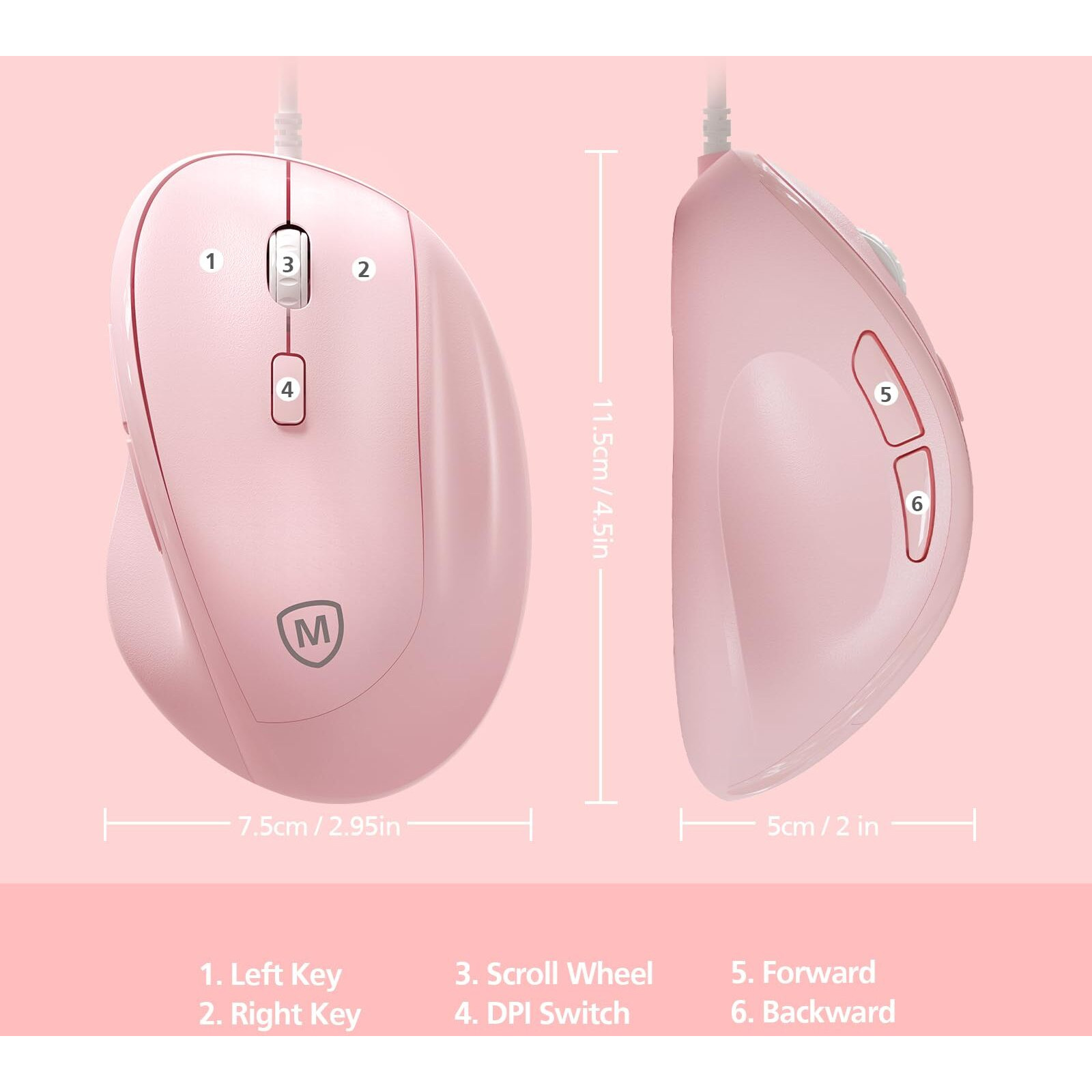 Micropack Ergonomic Mouse Wired For Laptop  Pc Computer And Desktop  Ergo Mouse Vertical With Silent Clicks  Up To 1600 Dpi Adjustable Mouse Sensitivity  Green