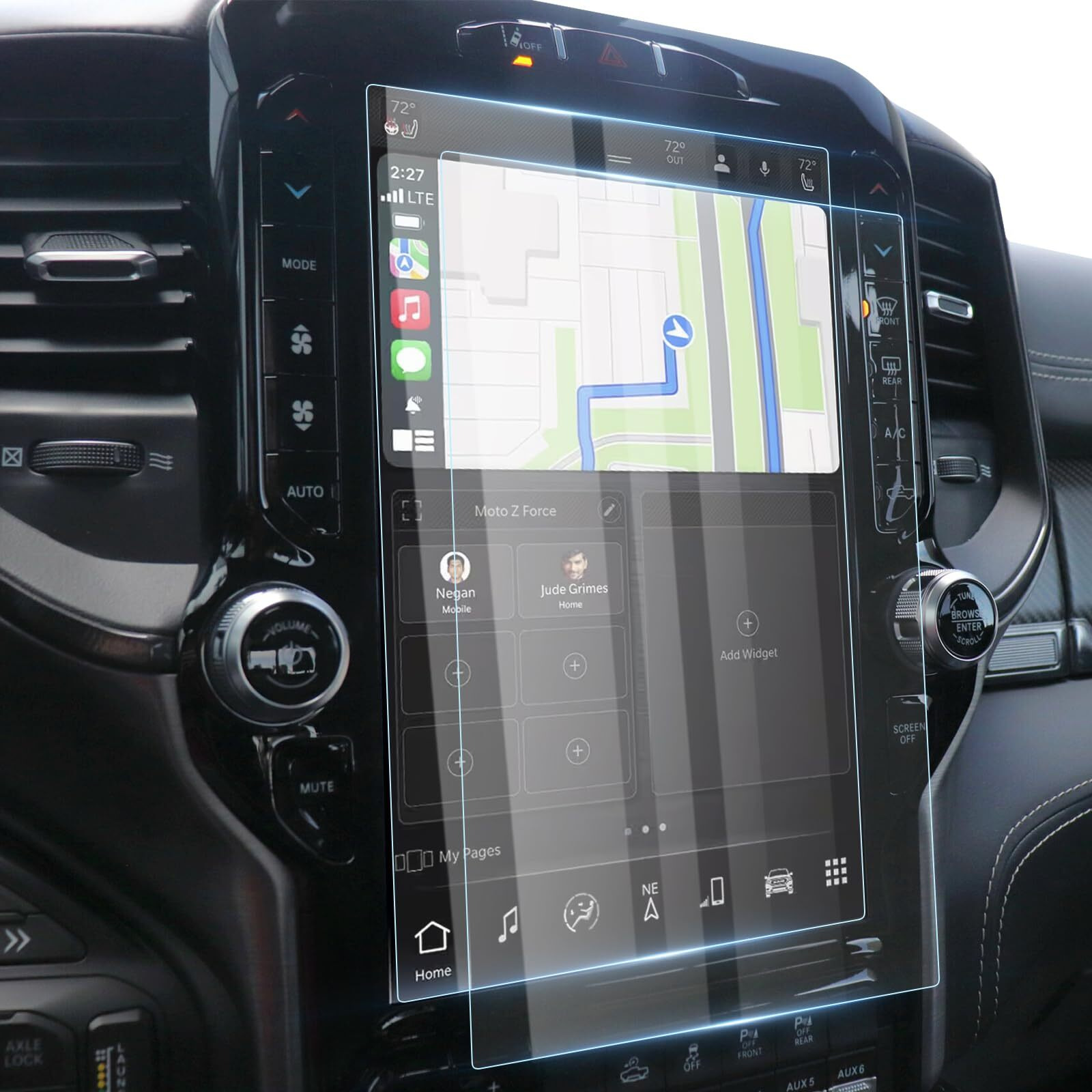 Karltys 2 Pack 12-Inch Ram Tempered Glass Screen Protector For Dodge Ram Accessories 2019-2024 2025 Ram 1500 2500 3500 Trx Rebel Laramie Limited Uconnect Touchscreen Cover Anti Glare Anti Scratch