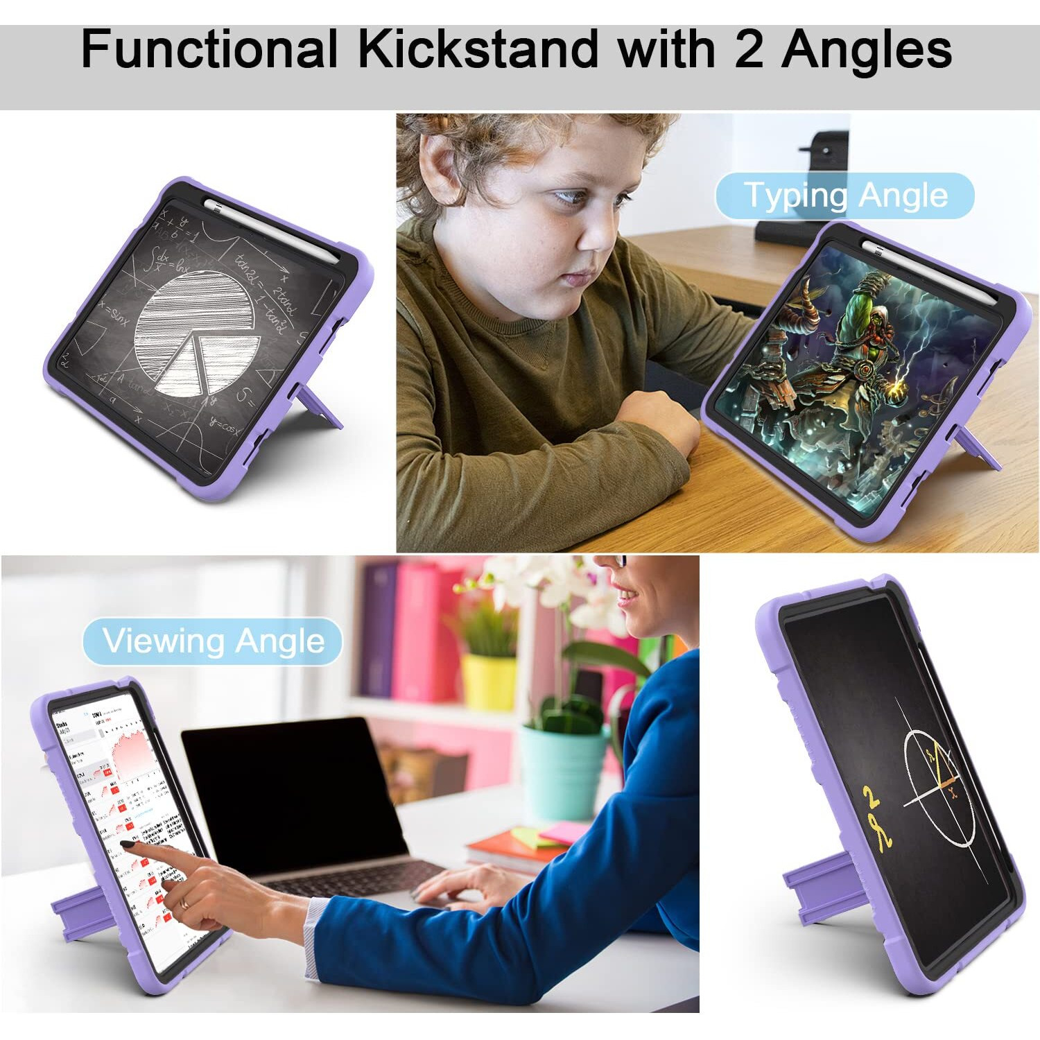 Azzsy Case For Ipad 10Th Generation 10.9 Inch 2022  [Built-In Pencil Holder] Heavy Duty Shockproof Rugged Protective Case For Ipad 10.9 Inch 2022 Release Light Purple