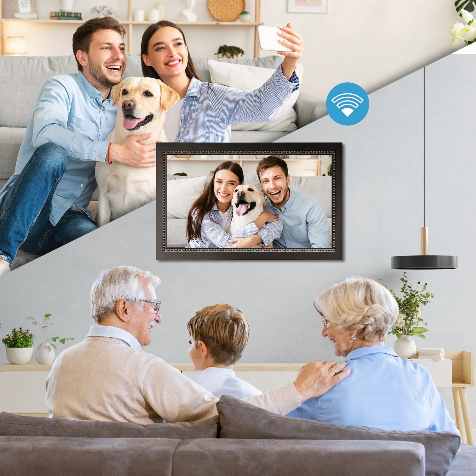 Digital Picture Frame 15.6 Inch Large Digital Photo Frame With 1920 * 1080 Ips Full Hd Touchscreen  Humblestead 64Gb Wifi Smart Frame Share Photos And Videos Via Aimor App  Wall Mountable