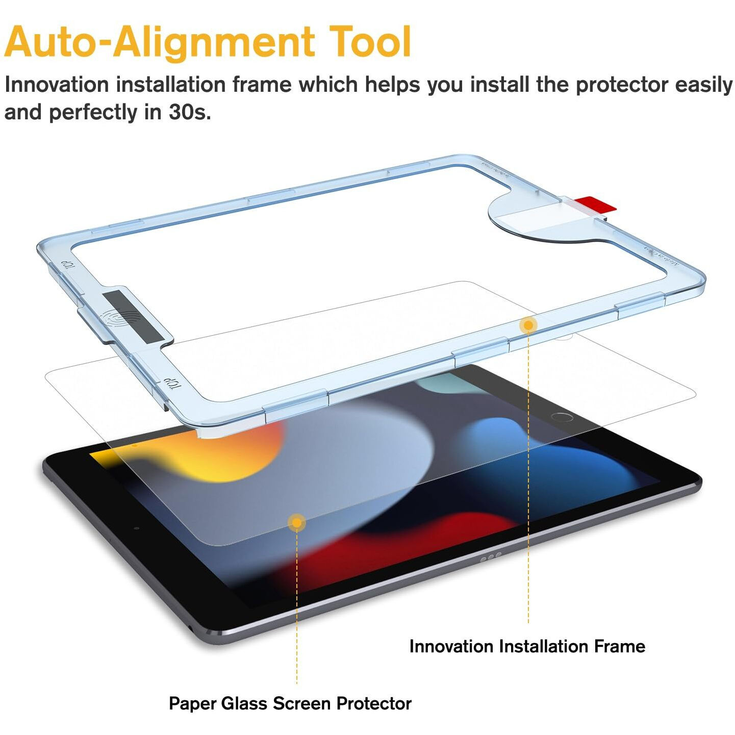 Hocents. Paperfeel Glass Screen Protector Compatible With Ipad 9Th/8Th/7Th Generation 10.2 Inch [Auto-Alignment Tool] [Ez Kit] [Tempered Glass]