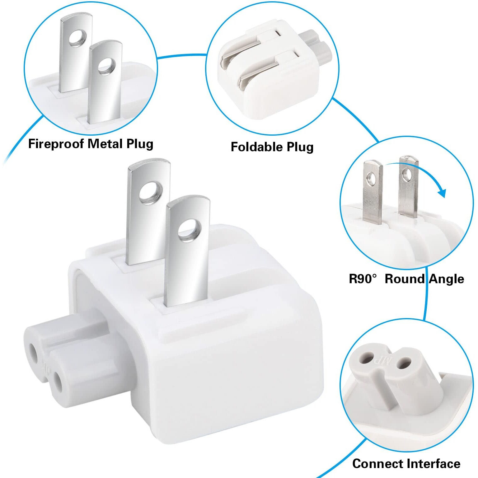 Mandalahuang Mac Ac Wall Adapter Plug Duckhead Us Wall Charger Ac Cord Us Standard Duck Head For Macbook Mac Ibook/Iphone/Ipod Ac Power Adapter Brick (2 Pcs)