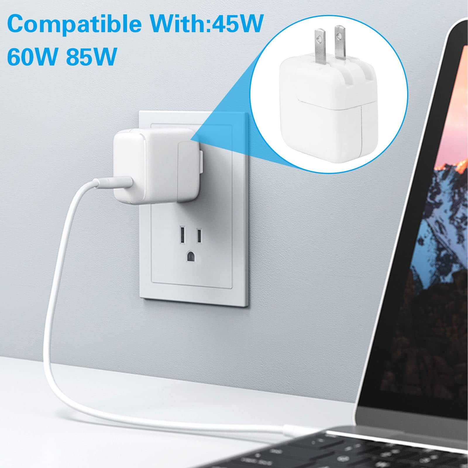 Mandalahuang Mac Ac Wall Adapter Plug Duckhead Us Wall Charger Ac Cord Us Standard Duck Head For Macbook Mac Ibook/Iphone/Ipod Ac Power Adapter Brick (2 Pcs)