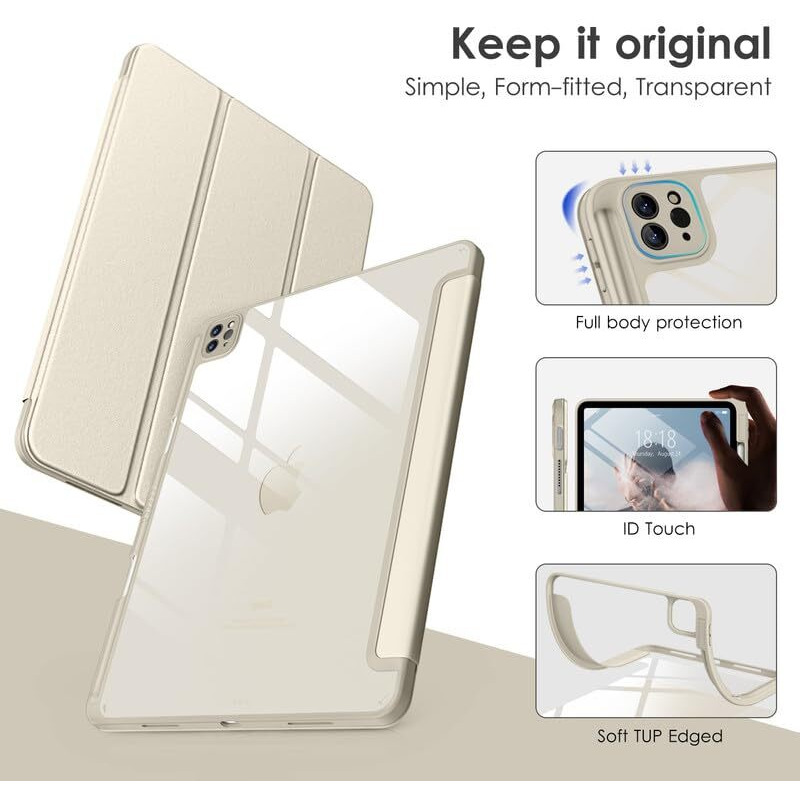 Dttocase For Ipad Pro 11 Inch 4Th/3Rd/2Nd/1St Generation Case  Ipad Air 11-Inch / 5Th / 4Th Generation Case With Clear Back Pencil Holder Auto Sleep/Wake Camera Protection Champagne Gold