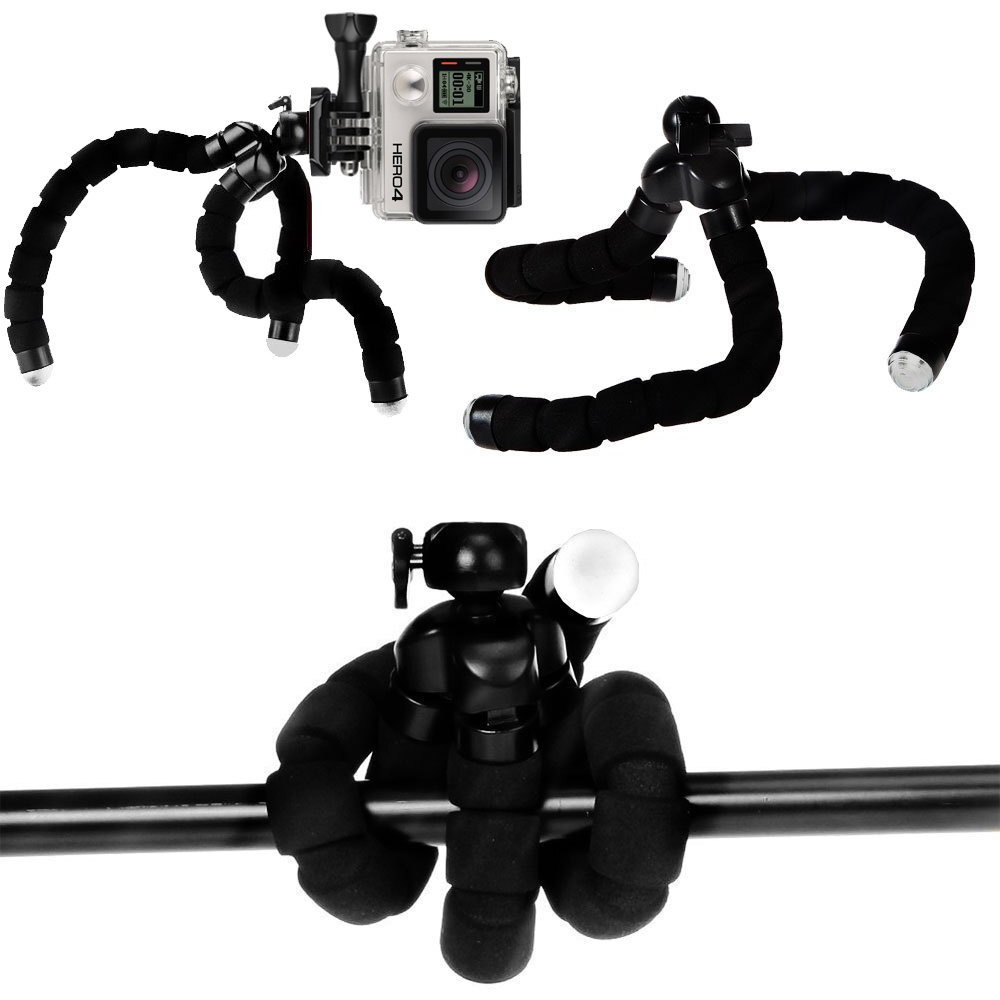 Acuvar 6.5 Inch Flexible Tripod For Gopro Hero Cameras With Ecostconnection Microfiber Cloth Black