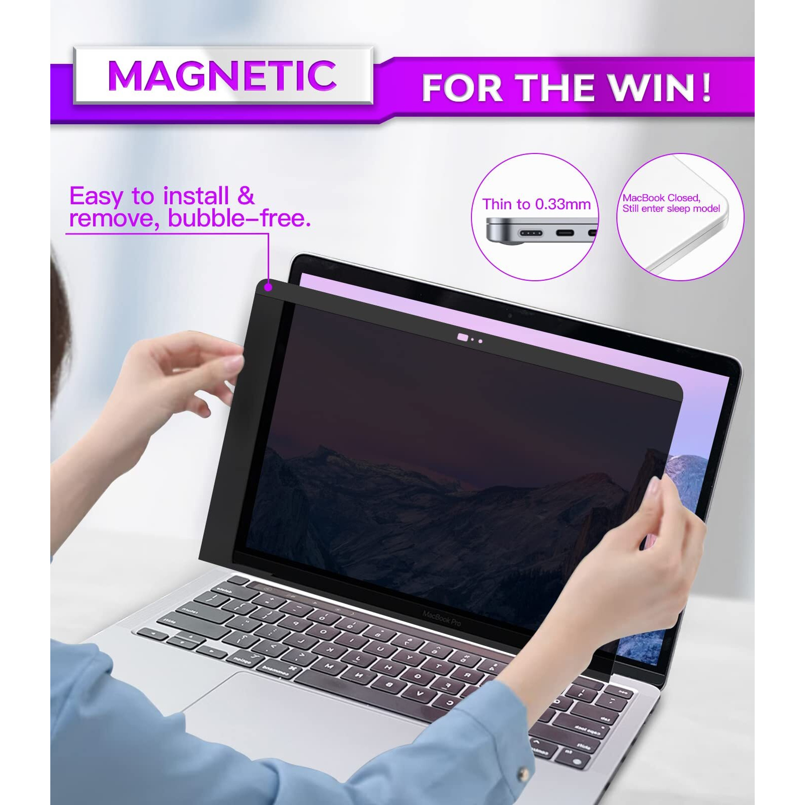 Pys Macbook Air 13 Inch Privacy Screen Compatible With Macbook Air 13.3'(Released In 2018-2021 A1932 A2179 A2337)-Anti Glare Webcam Cover Slider Provide Privacy  Ultra Slim Easy On