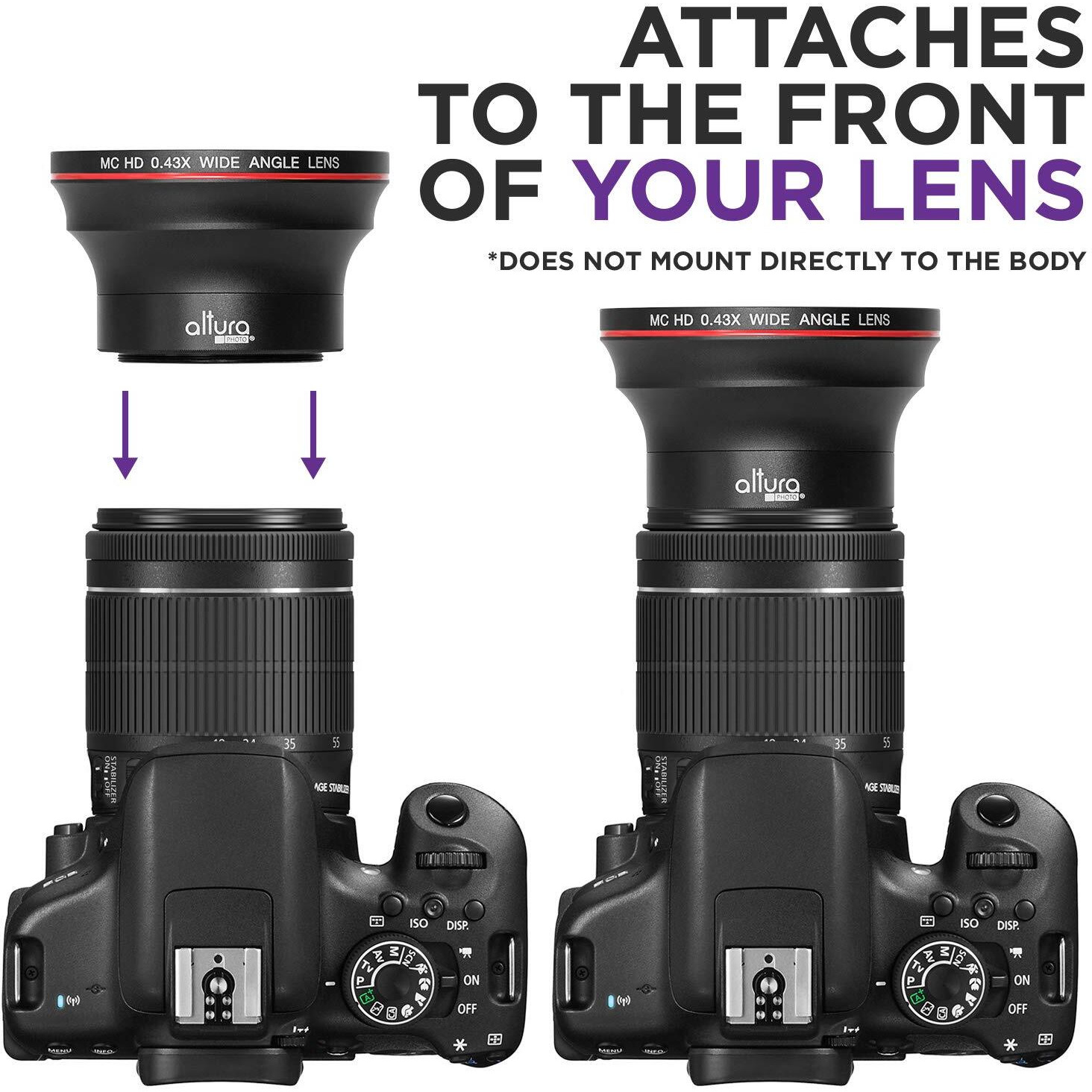 Altura Photo 55Mm 0.43X Professional Hd Wide Angle Lens W/Macro Portion For Nikon Cameras With Dx Nikkor 18-55Mm F/3.5-5.6G Vr And 55Mm Sony E Lenses