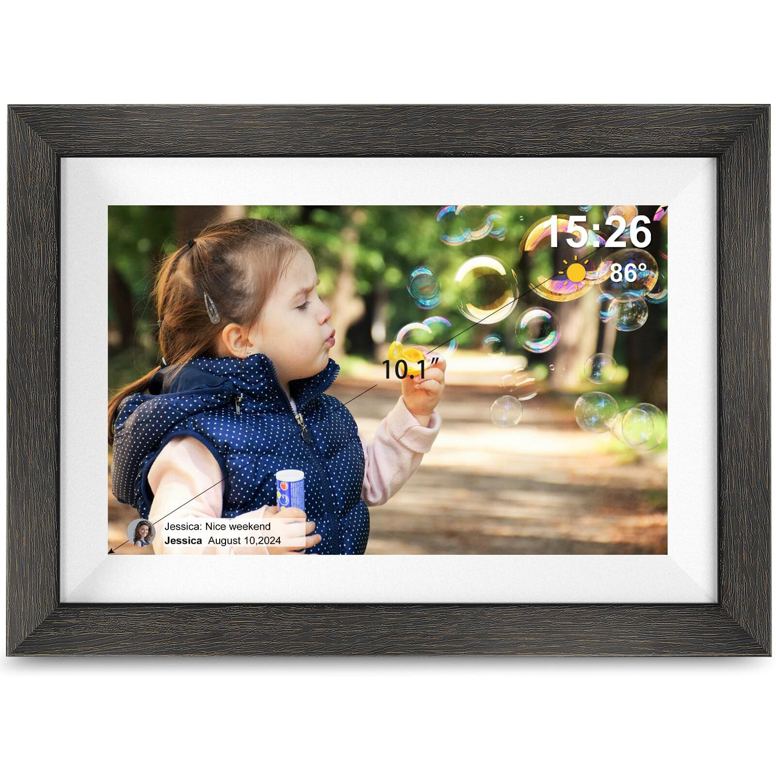 Frameo Digital Photo Frame 10.1 Inch Wifi Smart Digital Picture Frame With Hd Ips Touch Screen Auto-Rotate Send Pictures From Anywhere Via Frameo App(Wood Effect)