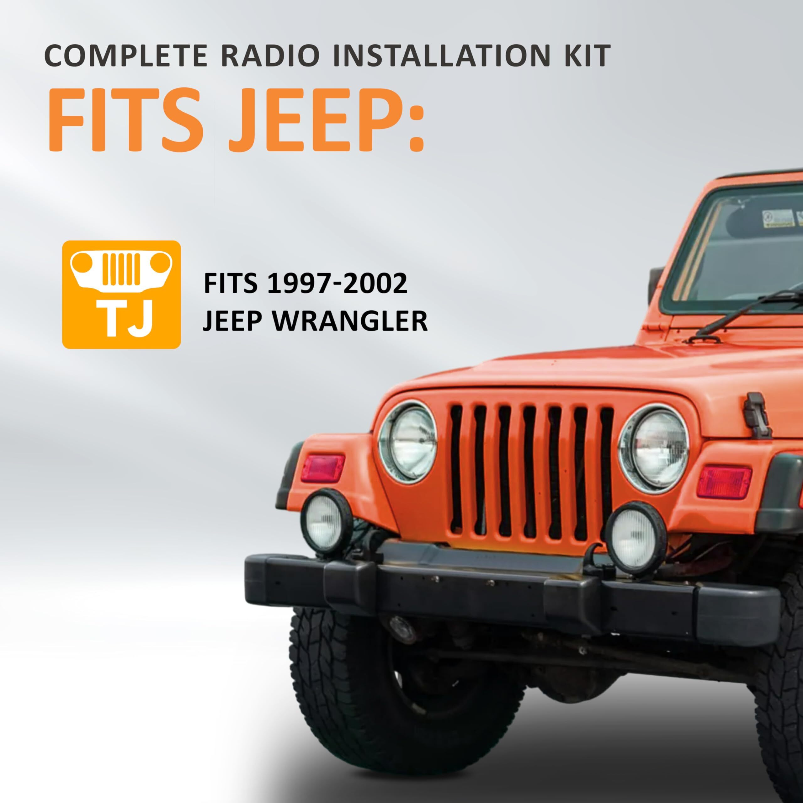 Hecasa Double Din Dash Kit Compatible With 1997-2002 Jeep Wrangler Tj Radio Stereo Dash Bezel Install Kit