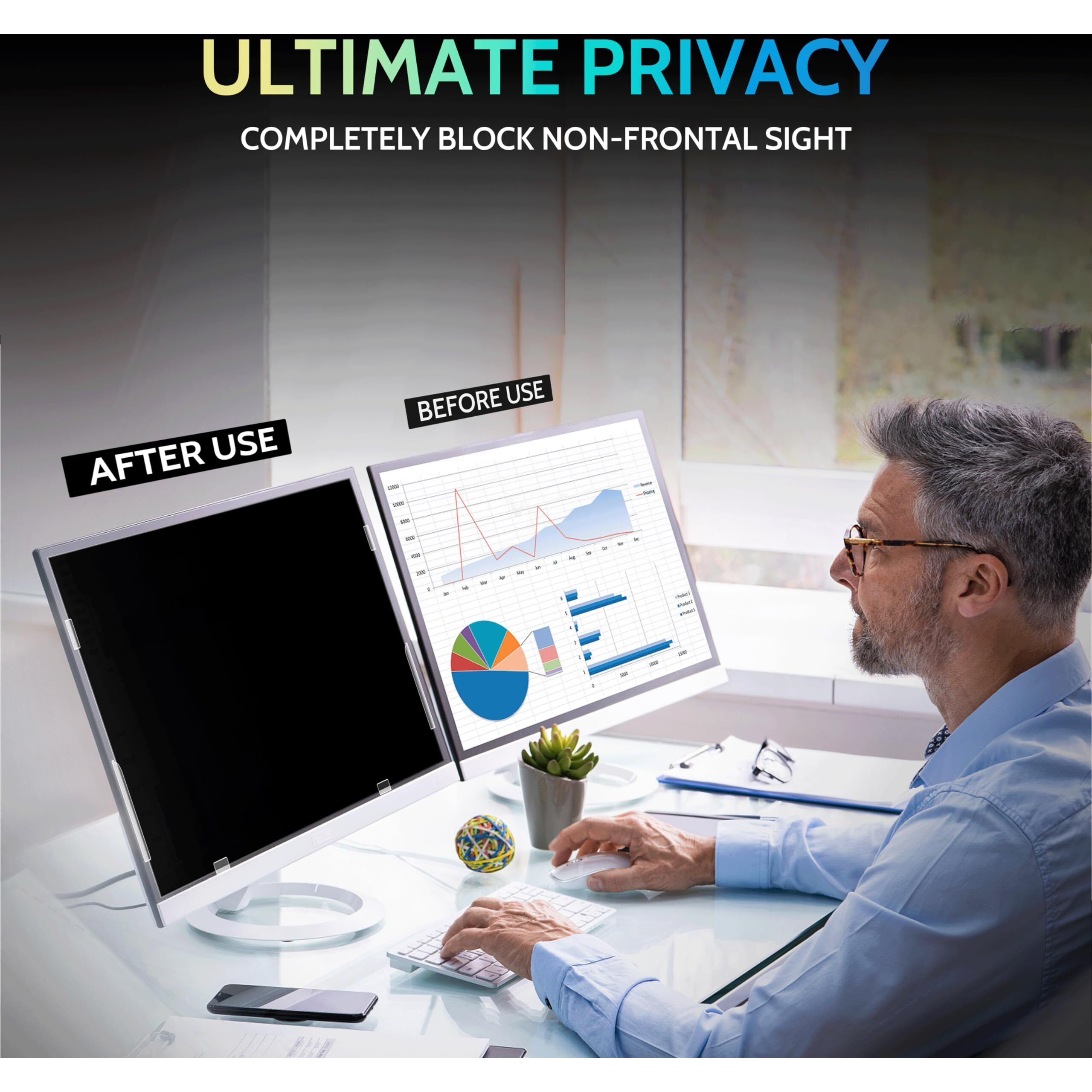Peslv 2-Pack 27 Inch 169 Computer Privacy Screen For Widescreen Monitor  27Inch Removable Anti Blue Light Glare Eye Protection Shield  Black Blackout Anti Spy Desktop Security Private Filter
