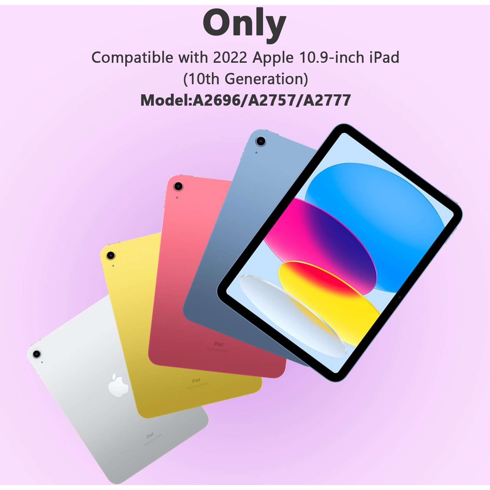 Hotlife Case For Ipad 10Th Generation With Keyboard Touch Trackpad Keyboard For 10Th Generation - 10 Color Backlight  360 Rotatable Protective Cover Cover With Pencil Holder For Ipad 10.9 Inch 2022