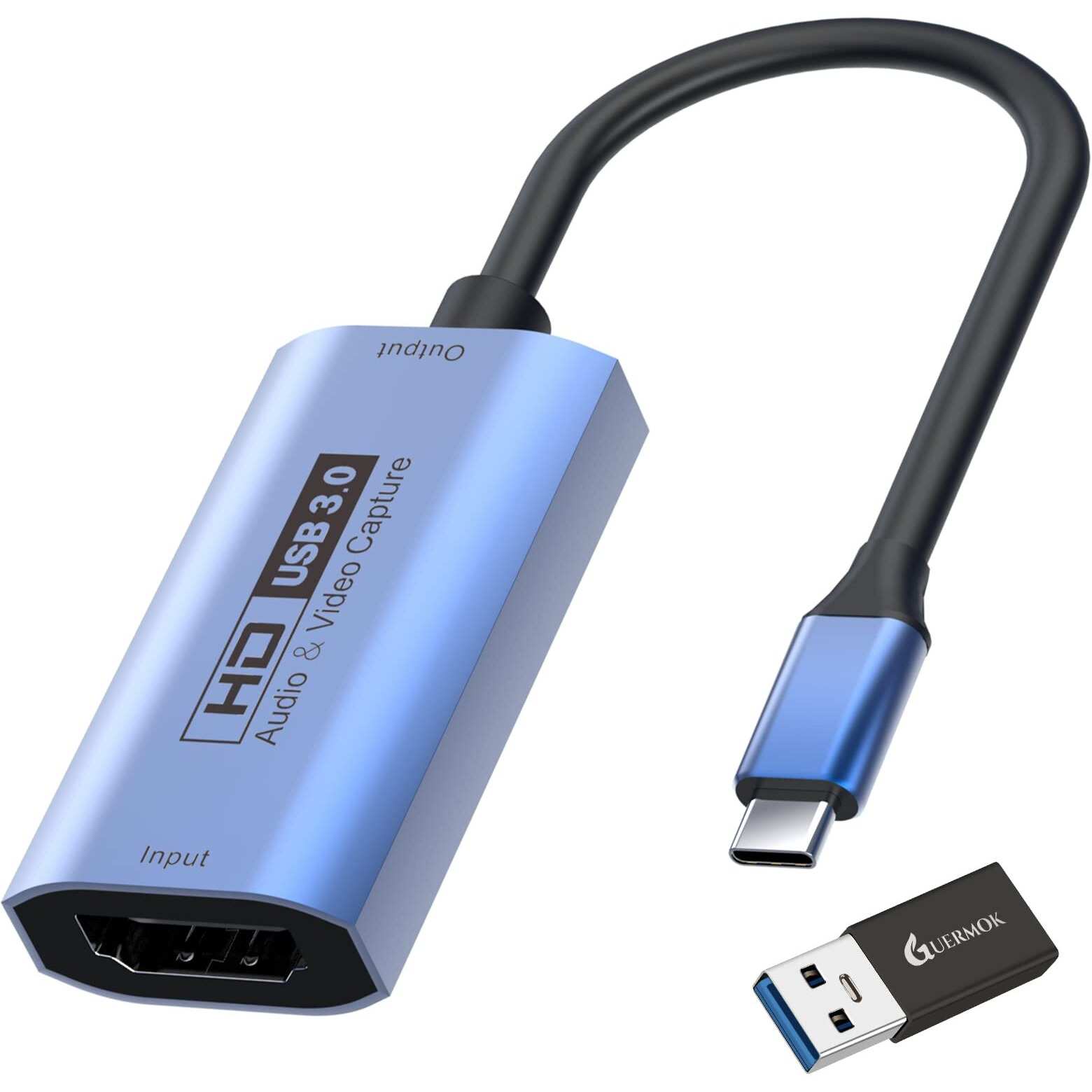 Guermok Video Capture Card  Usb3.0 Hdmi To Usb C Capture Card  4K Full 1080P60Fps Capture Devices For Gaming Live Streaming Video Recorder  For Windows Mac Os System Obs Zoom Ps4/5 Switch Xbox1(Blue)