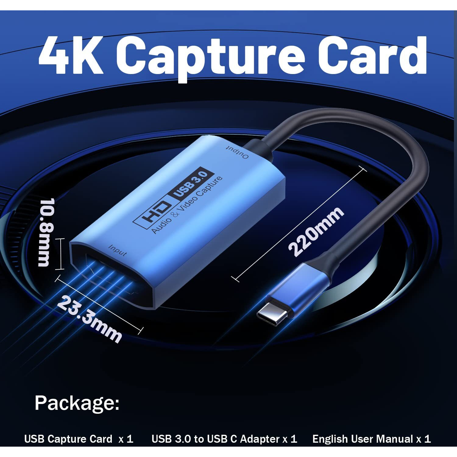 Guermok Video Capture Card  Usb3.0 Hdmi To Usb C Capture Card  4K Full 1080P60Fps Capture Devices For Gaming Live Streaming Video Recorder  For Windows Mac Os System Obs Zoom Ps4/5 Switch Xbox1(Blue)