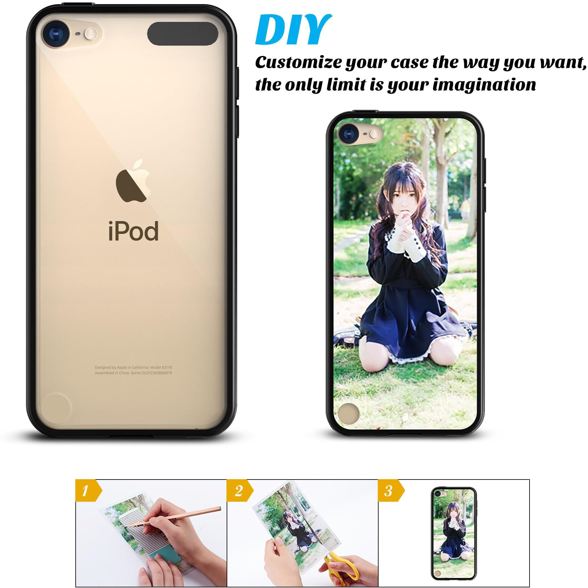 Ulak Ipod Touch 7 Case Ipod Touch 6 & 5 Case  Clear Slim Hybrid Bumper Tpu/Scratch Resistant Hard Pc Back/Corner Shock Absorption Case For Apple Ipod Touch 5Th 6Th 7Th Generation  Black