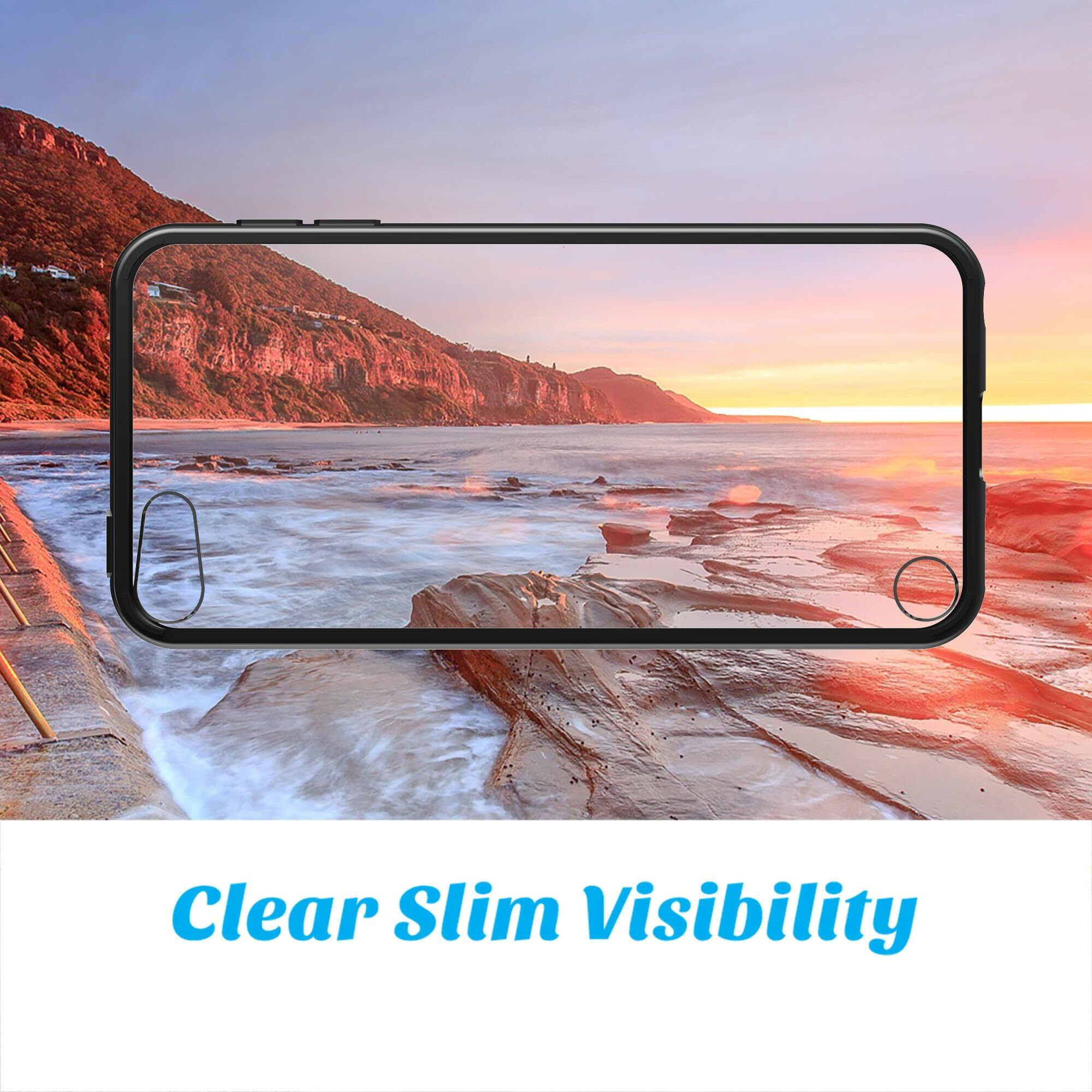 Ulak Ipod Touch 7 Case Ipod Touch 6 & 5 Case  Clear Slim Hybrid Bumper Tpu/Scratch Resistant Hard Pc Back/Corner Shock Absorption Case For Apple Ipod Touch 5Th 6Th 7Th Generation  Black