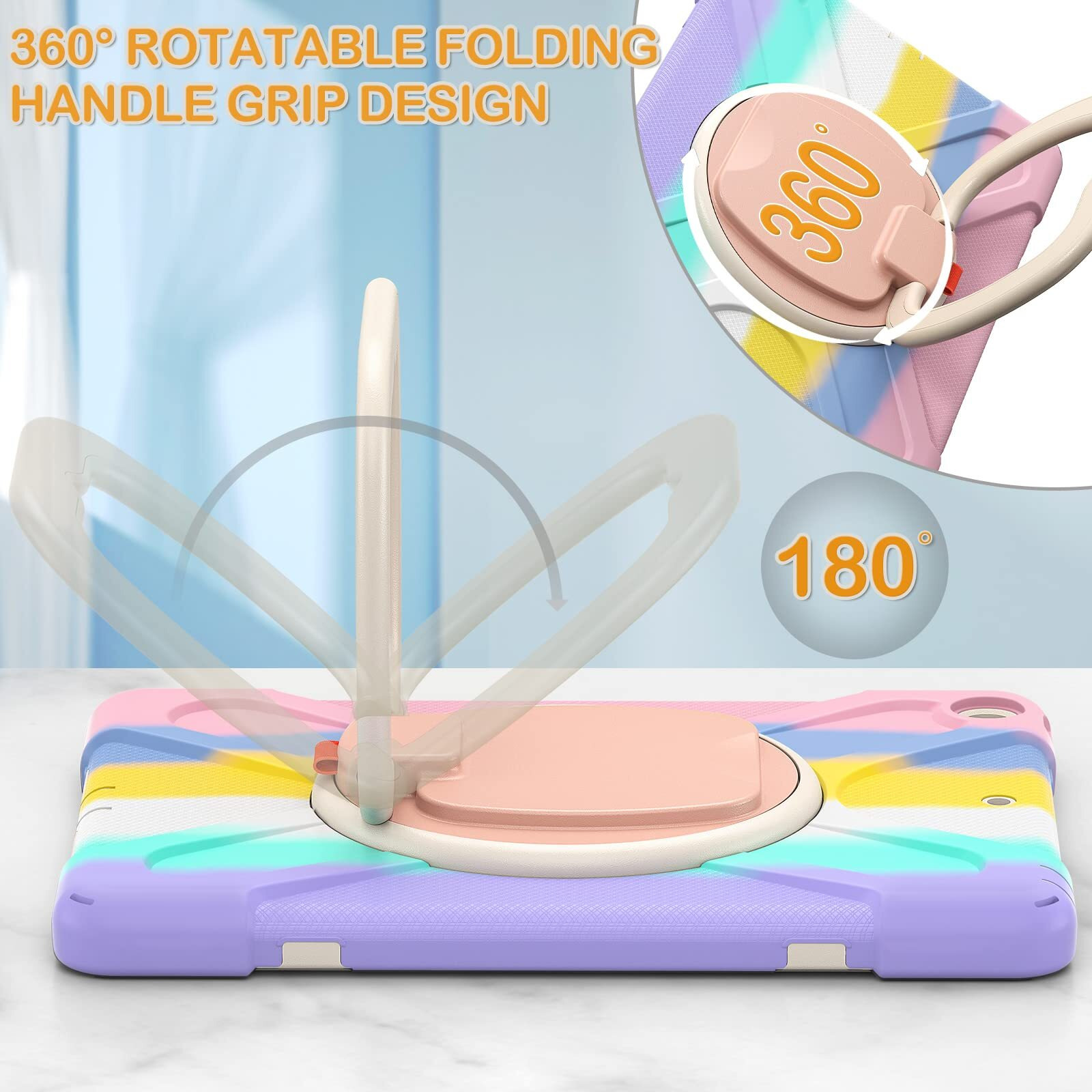 Braecn Case For Ipad 10.2  2021 Ipad 9Th Generation  Shockproof Protective Silicone Cover With Pencil Holder &Rotating Handle Grip &Shoulder Strap For Ipad 9Th/8Th/7Th Generation  Colourful Pink