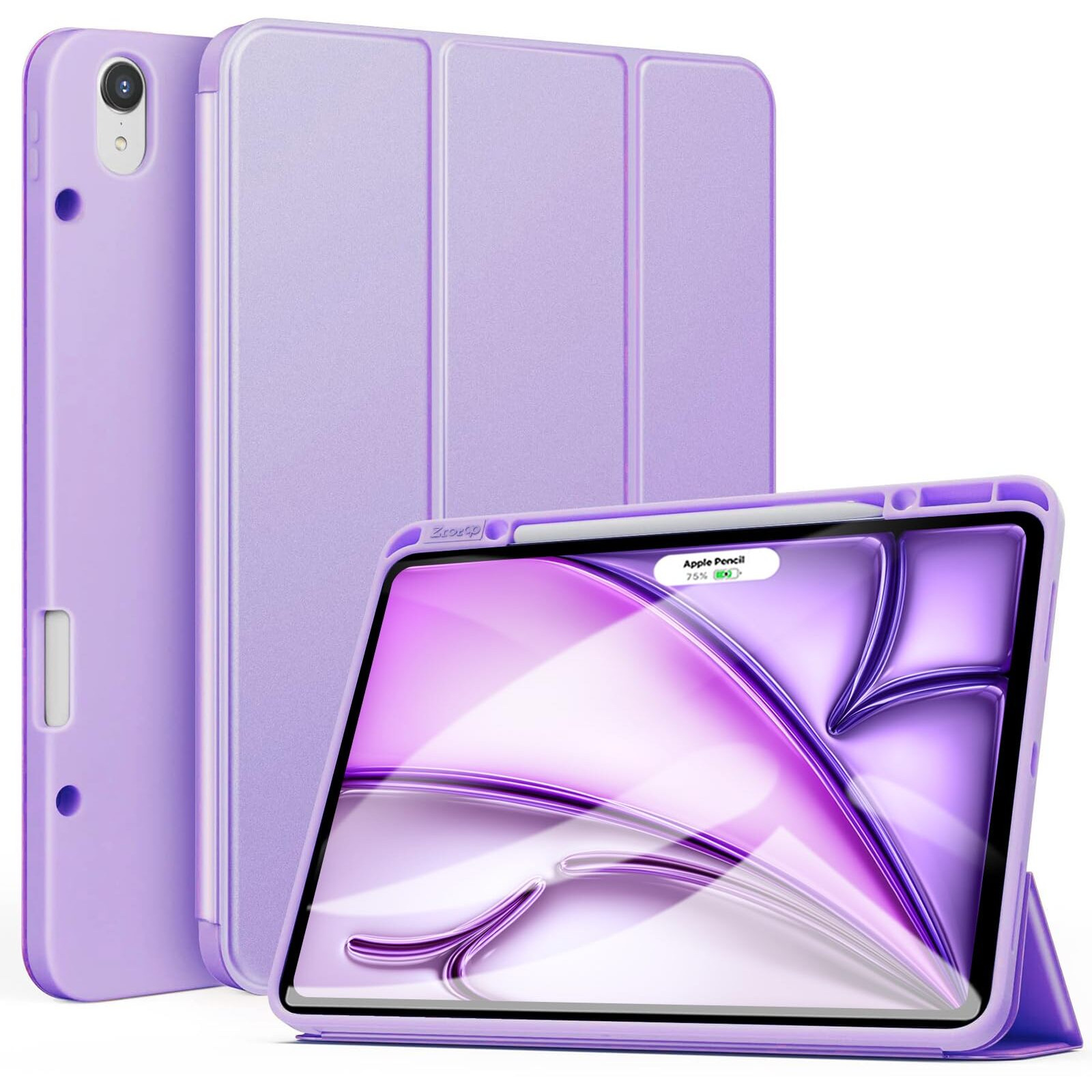 Ztotopcases For Ipad Air 13 Inch (M2) Case/Ipad Pro 12.9 3Rd Generation 2018 With Pencil Holder  Lightweight Slim Soft Tpu Back Trifold Smart Cover With Auto Sleep/Wake For Ipad Air 13'' 2024  Purple