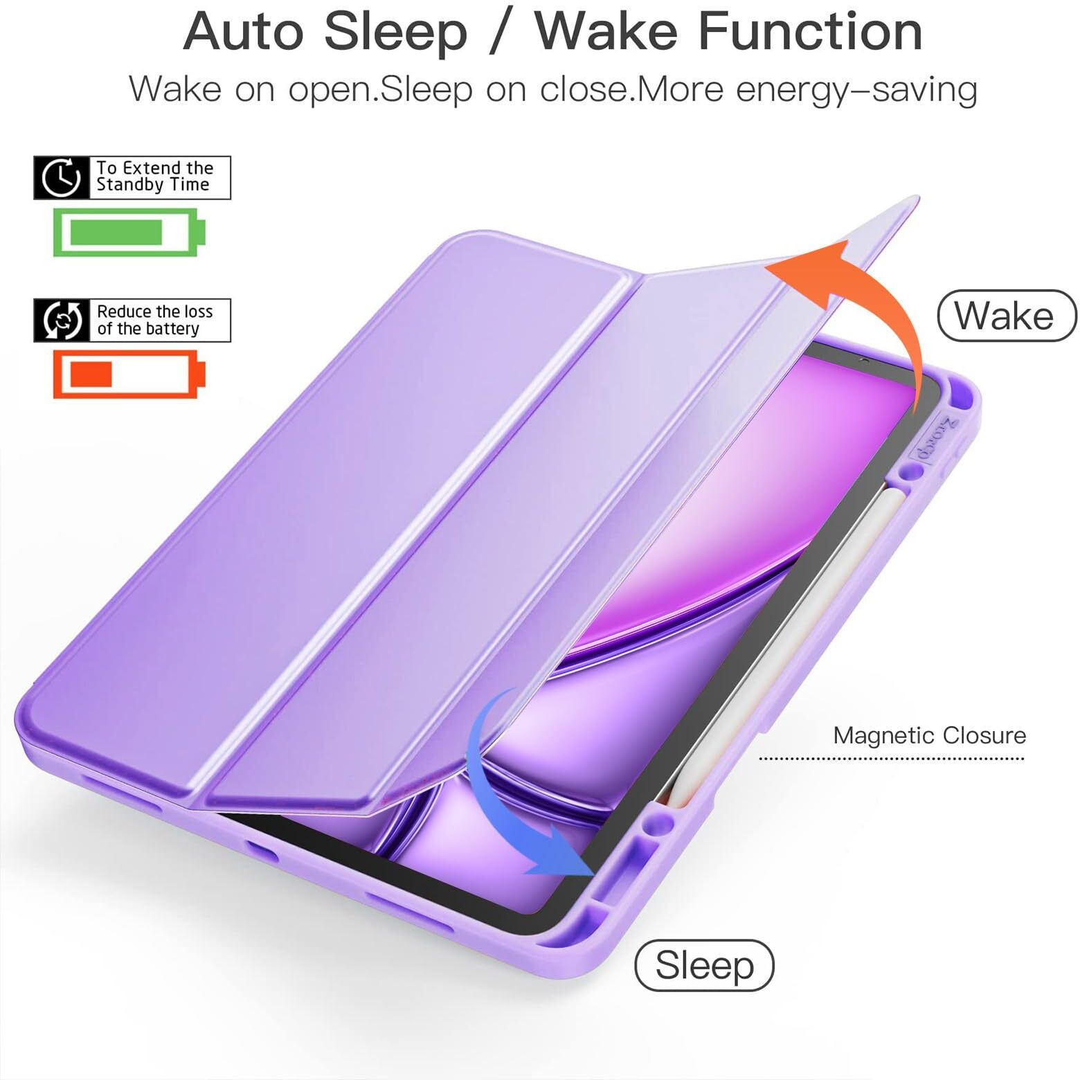 Ztotopcases For Ipad Air 13 Inch (M2) Case/Ipad Pro 12.9 3Rd Generation 2018 With Pencil Holder  Lightweight Slim Soft Tpu Back Trifold Smart Cover With Auto Sleep/Wake For Ipad Air 13'' 2024  Purple