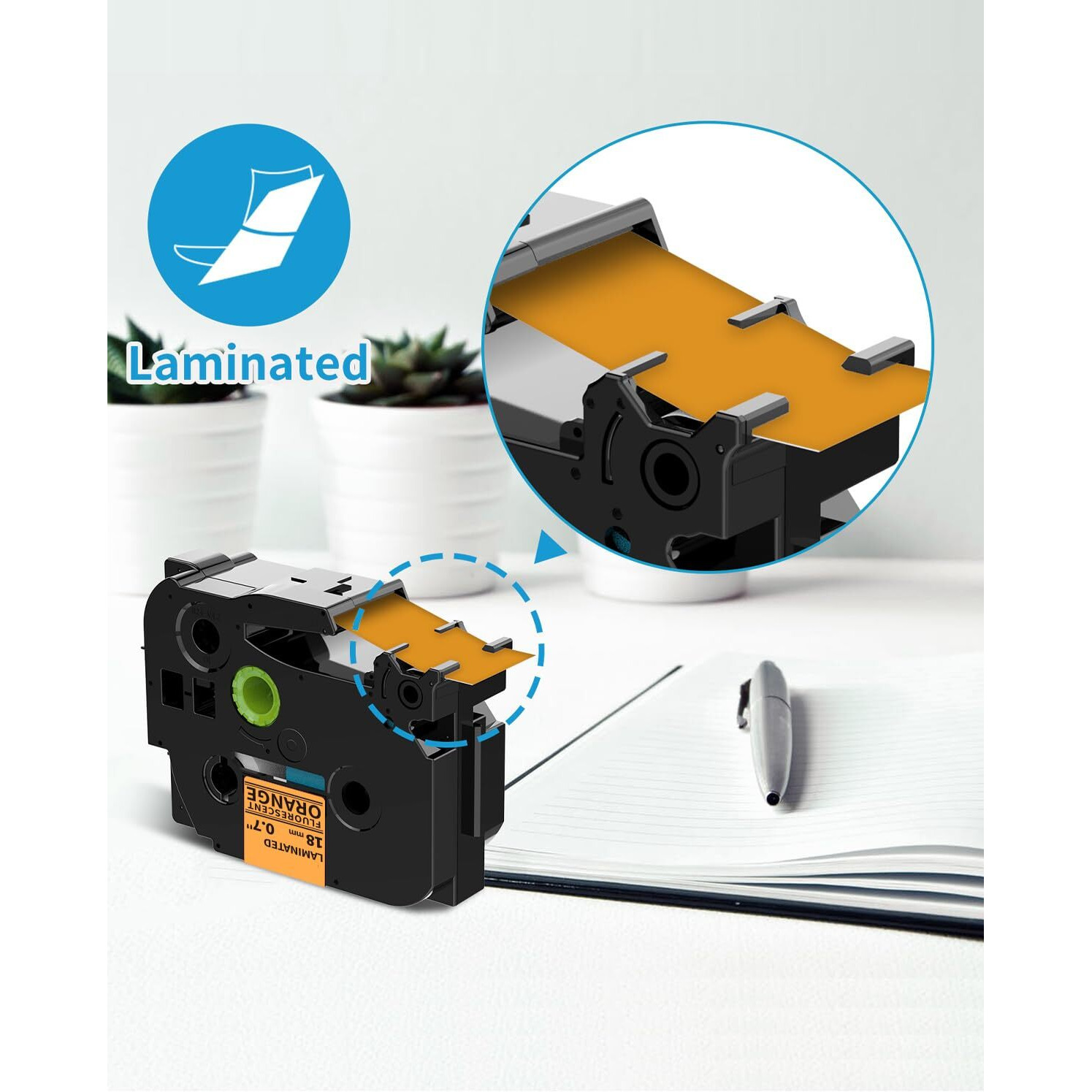 Markdomain 18Mm X 8M Orange Label Tape Tze B41 Replacement For Brother P Touch Tz Tze-B41 Laminated 3/4 Inch Label Maker Tape Work With Brother Ptd410 Pt-D400 Pt-D610Bt Ptd600  8M  5-Pack