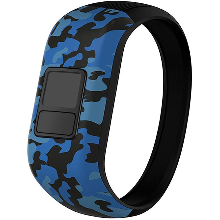Ibrek For Garmin Vivofit Jr/Jr 2/3 Bands  Silicone Stretchy Replacement Watch Bands For Kids Boys Girls Small Large(No Tracker)-Small Blue Camo
