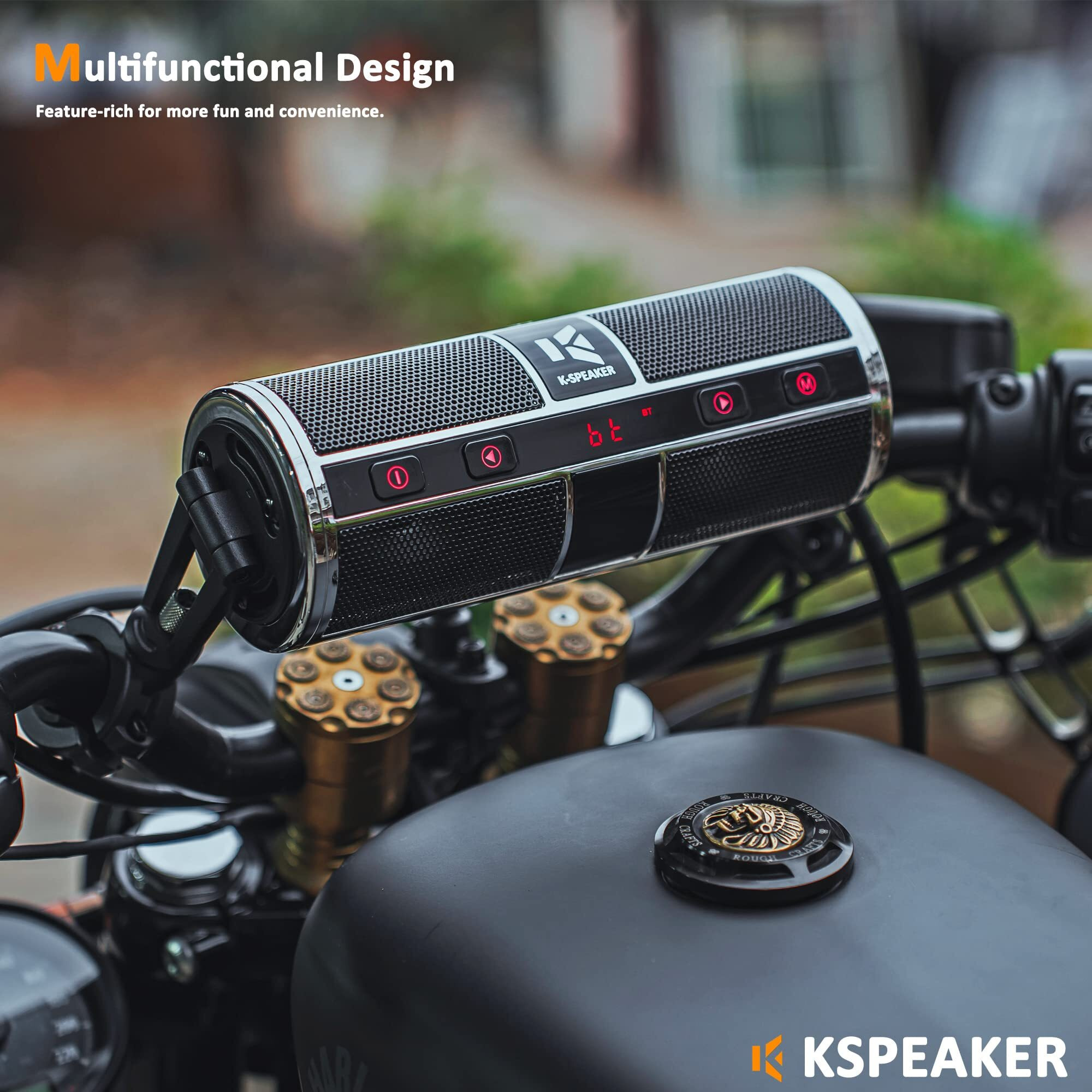Kspeaker Motorcycle Speakers Bluetooth Waterproof Radio Audio System Built-In Amplifier  Great For Atv  Scooter Bike 12 Volt Vehicle 3 Inch Metal Mp3 Player  K2Ch