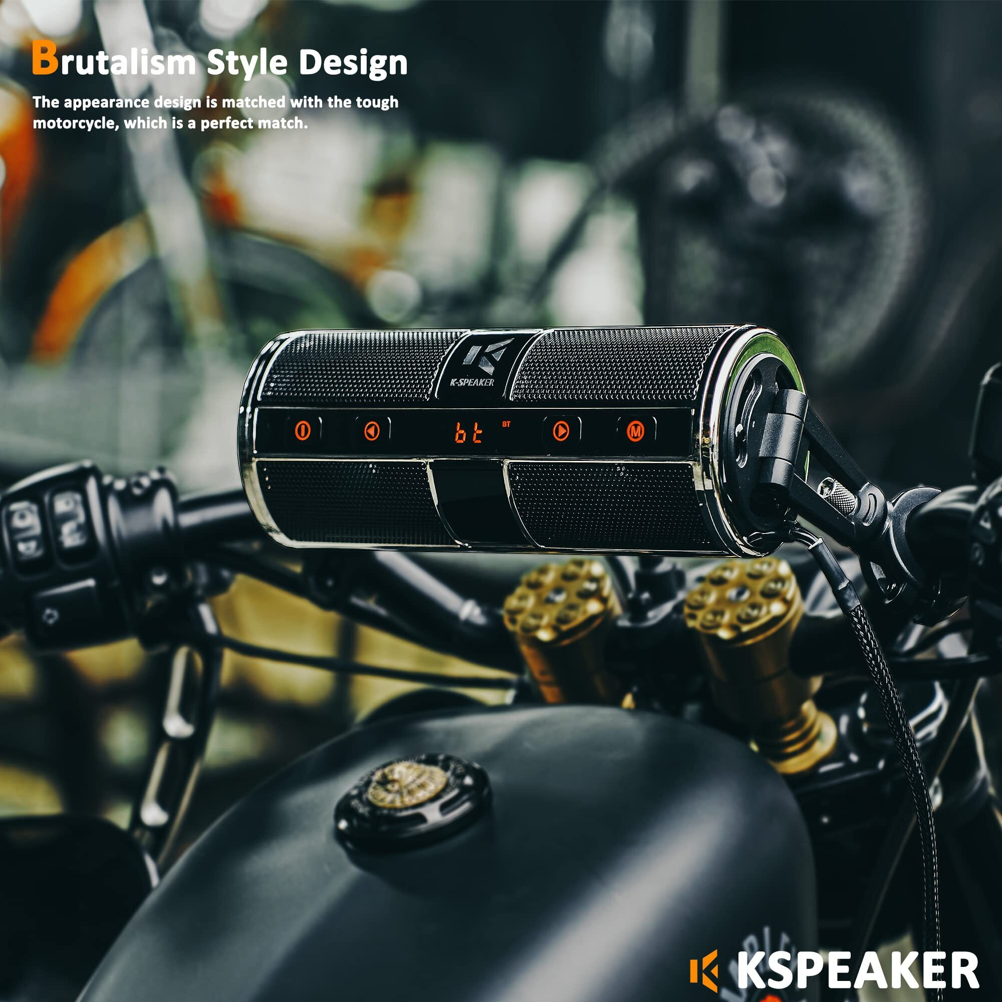 Kspeaker Motorcycle Speakers Bluetooth Waterproof Radio Audio System Built-In Amplifier  Great For Atv  Scooter Bike 12 Volt Vehicle 3 Inch Metal Mp3 Player  K2Ch