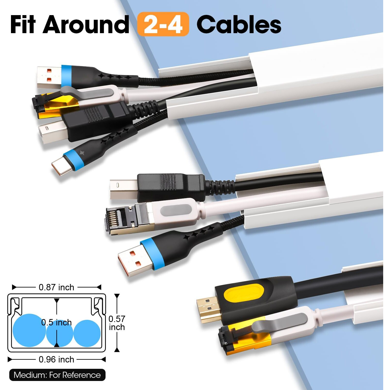 110In Cord Hider Kit  Cord Covers For Wires On Wall  Paintable Cable Raceway  Cord Hider For Wall Mount Tv  Tv Cable Hider Wall Kit  Wire Covers For Cords  W0.96In X H0.57In  White