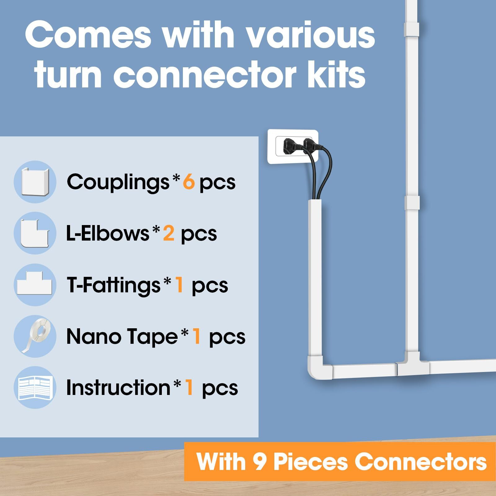 110In Cord Hider Kit  Cord Covers For Wires On Wall  Paintable Cable Raceway  Cord Hider For Wall Mount Tv  Tv Cable Hider Wall Kit  Wire Covers For Cords  W0.96In X H0.57In  White