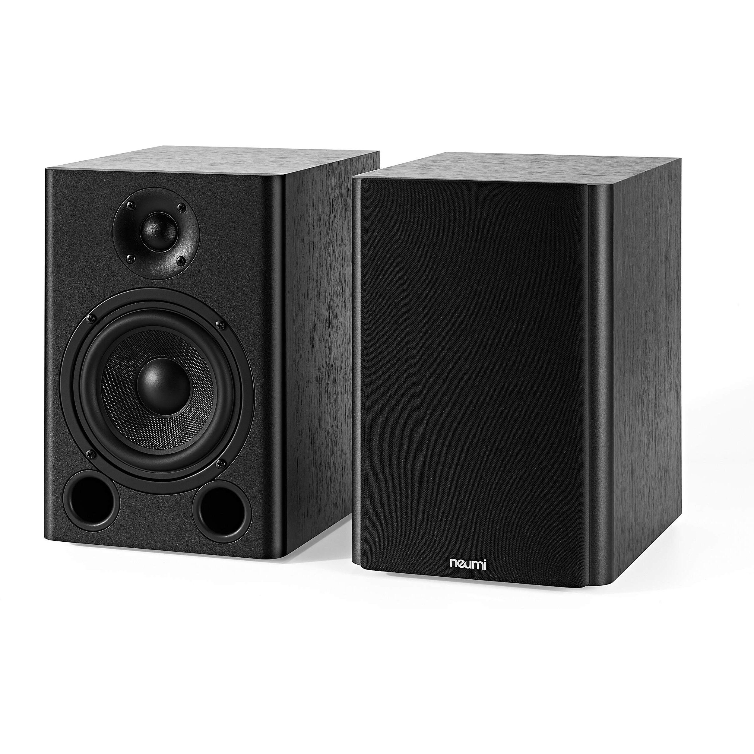 Neumi Bs5 Passive Bookshelf Speakers  5-Inch Woofer  1-Inch Tweeter  Dark Wood  1 Pair