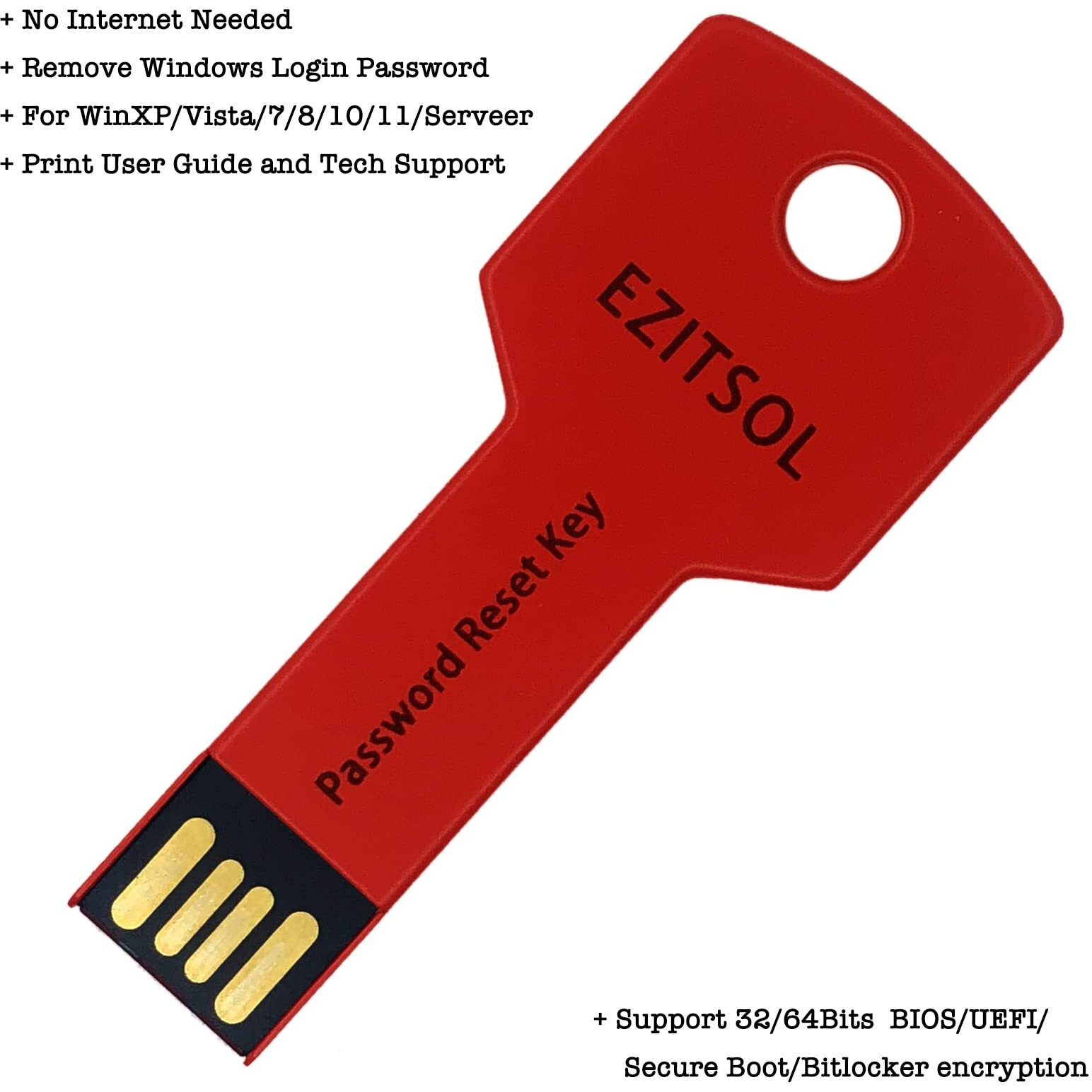 Ezitsol Usb Compatible Password Reset Recovery Boot Key Flash Drive | Compatible With Windows Xp Vista 7 8.1 10 11 Server | Remove Reset Recover Login Password