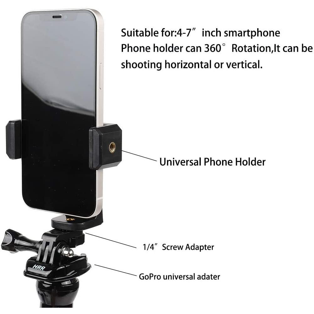Jaws Flex Clamp Smartphone Mount With Adjustable Gooseneck(13 Sections) Compatible With Iphone Samsung And Gopro Hero 9 8 7 6 5 4  3+  2  1  Dji Osmo Action Camera Mounts And Most Action Cameras