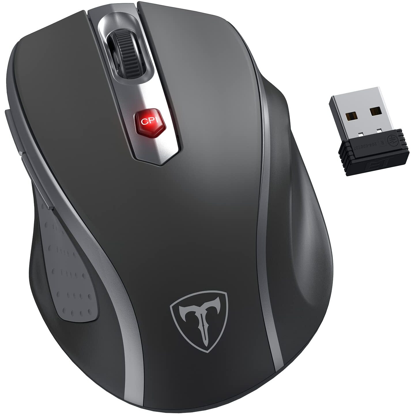 Hotweems Wireless Mouse  D-09 Computer Mouse Usb Cordless Mice For Laptop  Ergo Grips  Lightspeed 5-Level 2400 Dpi  16 Months Battery  Portable For Pc Mac Chromebook (Graphite Grey  1 Pack)
