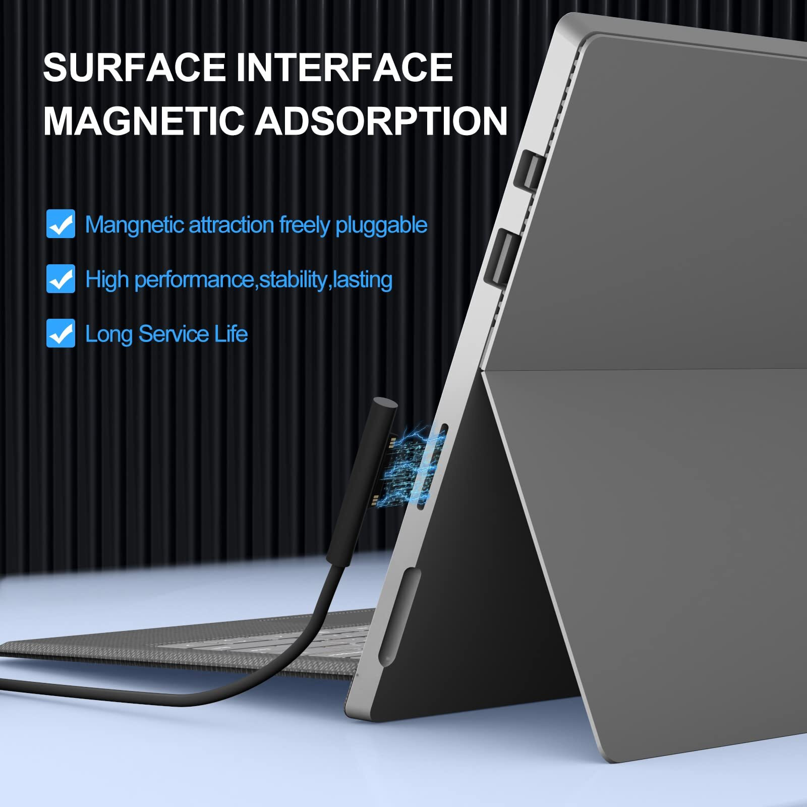 Surface Pro Charger 65W  Surface Laptop Charger For Microsoft Surface Pro 9/8/7+/7/6/5/4/3/X  Surface Laptop 5/4/3/2/1/Studio  Surface Book 2/1  Surface Go 3/2/1 With 8.8Ft Power Cord