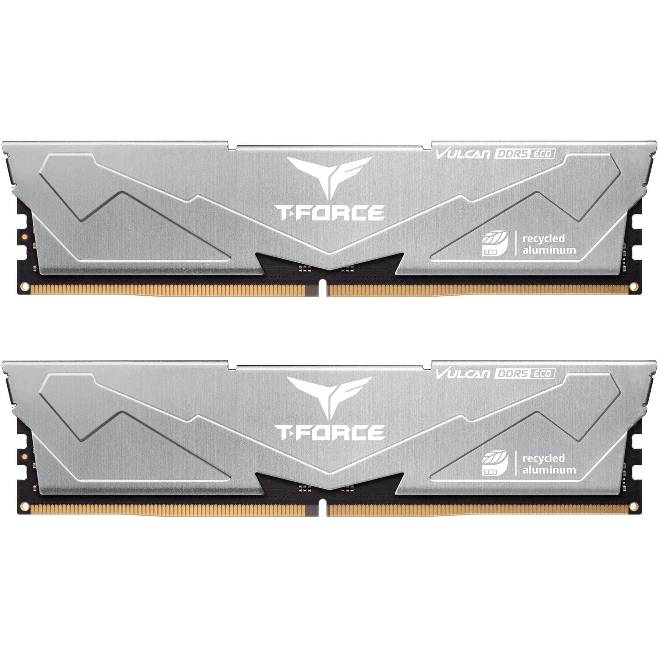 Teamgroup T-Force Vulcan Eco Ddr5 32Gb (2X16Gb) 6000Mhz (Pc5-48000) Cl30 Desktop Memory Module Ram For 600 700 Series Chipset Xmp 3.0 Silver Flesd532G6000Hc30Dc01