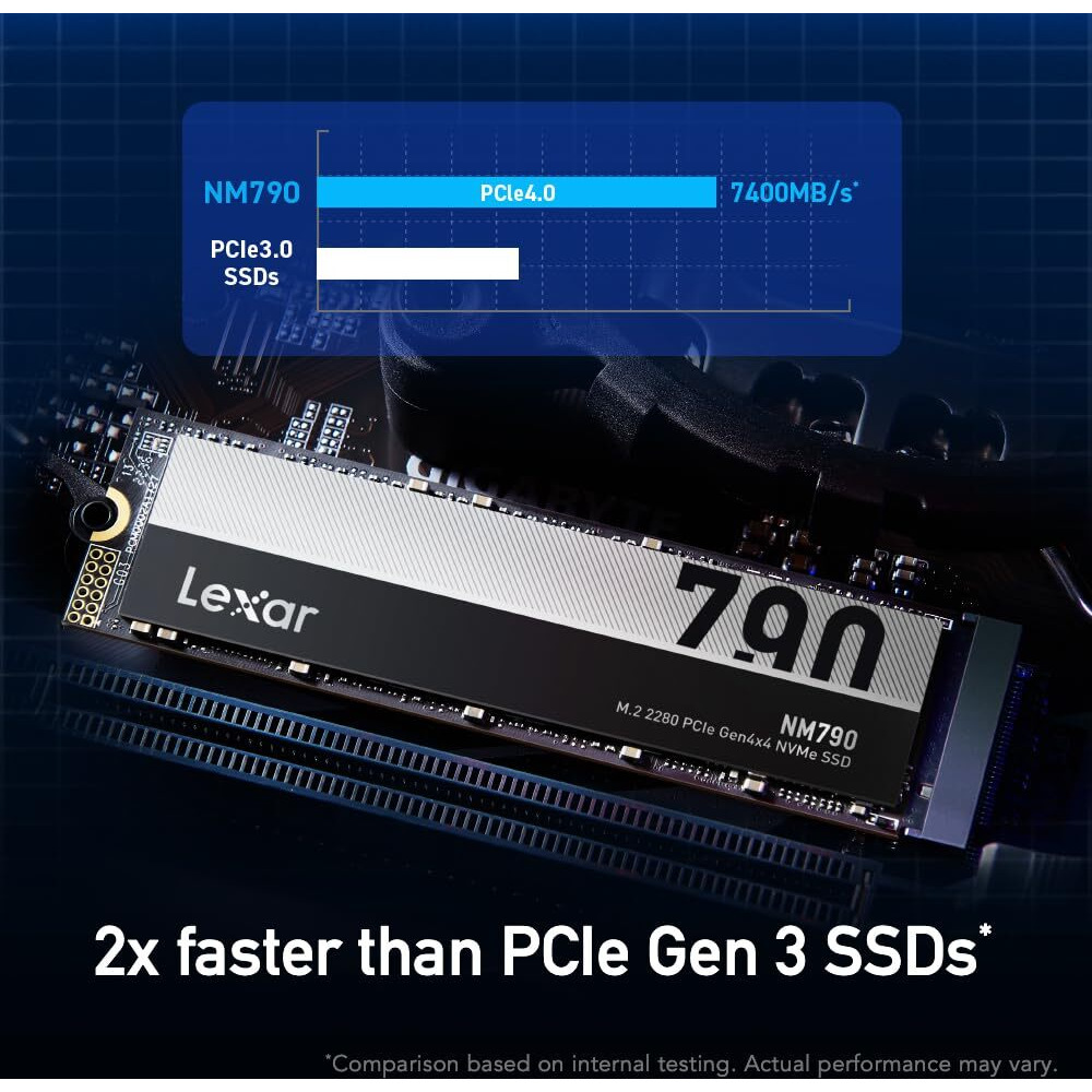 Lexar 4Tb Nm790 Ssd Pcie Gen4 Nvme M.2 2280 Internal Solid State Drive  Up To 7400/6500 Mb/S Read/Write  Compatible With Ps5  For Gamers And Creators  Black (Lnm790X004T-Rnnnu)
