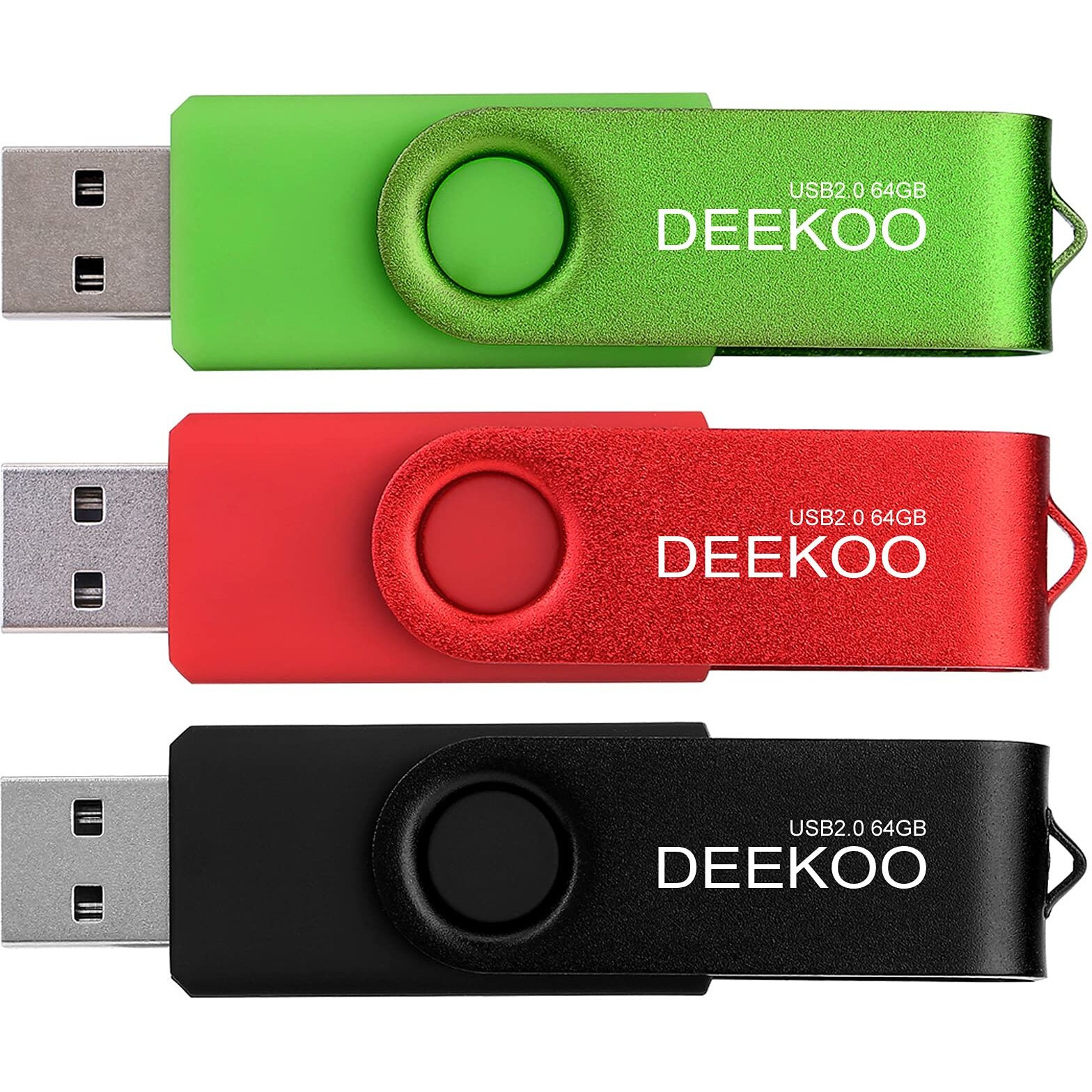 Deekoo Flash Drive 64Gb Thumb Drives Memory Sticks Jump Drive 3Pack 64Gb Usb 2.0 Flash Drives Mixed Colors Black Red Green