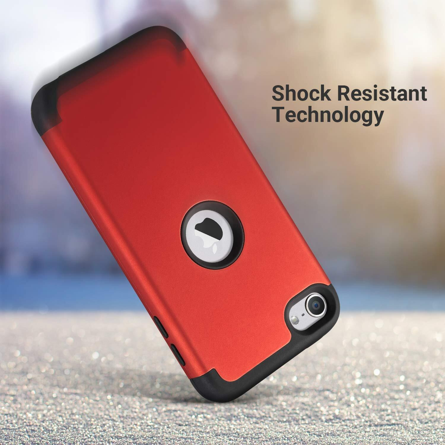 Ulak Ipod Touch 7 Case  Ipod Touch 6 Case  Heavy Duty High Impact Shockproof Dual Layer Protective Case For Apple Ipod Touch 7Th/6Th/5Th Generation (Red+Black)