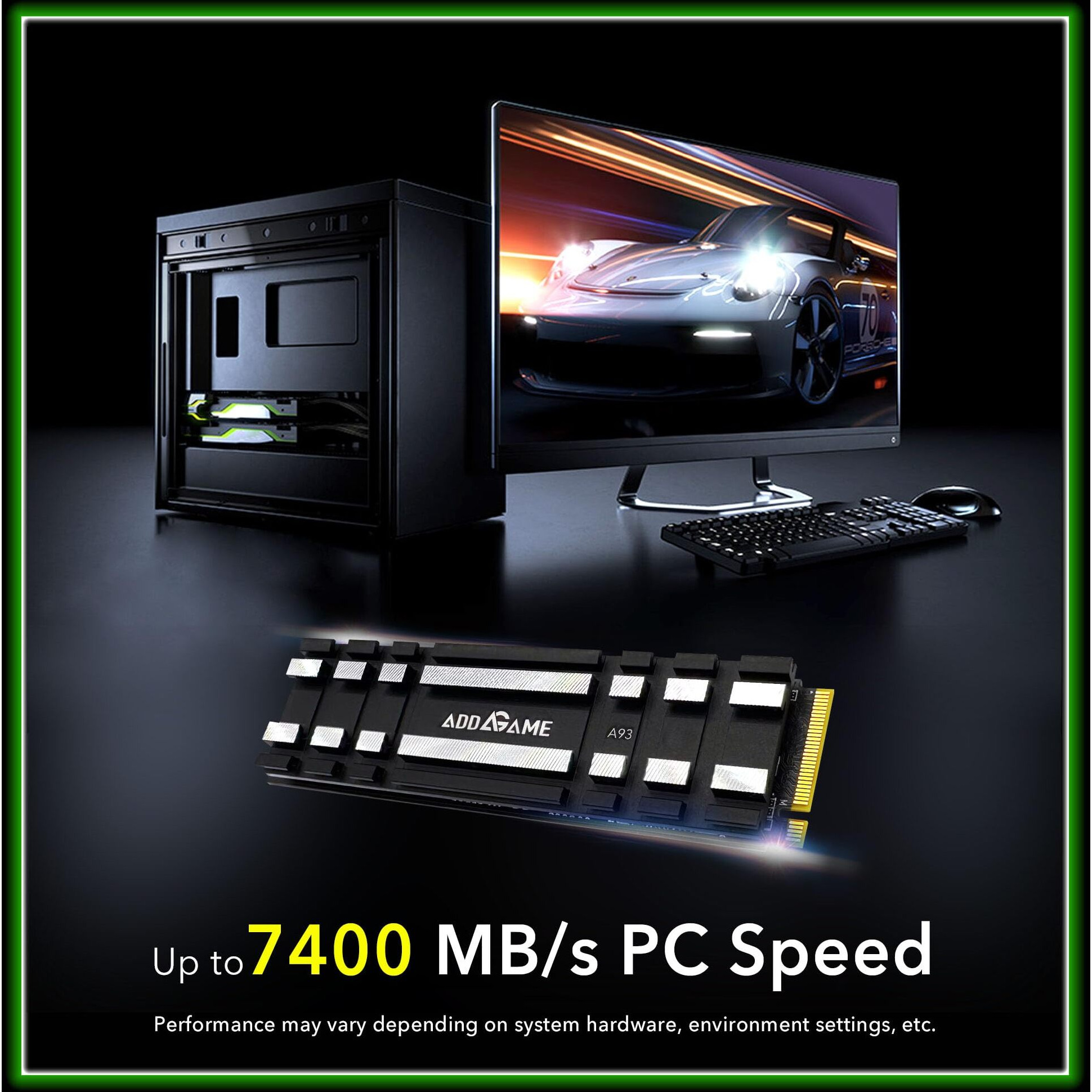 Addlink A93 4Tb Gaming Pc Ps5 Ssd With Heatsink  Up To 7400Mb/S  Gen 4 Pcie Nvme M.2 2280  Slc Cache Internal Hard Drive