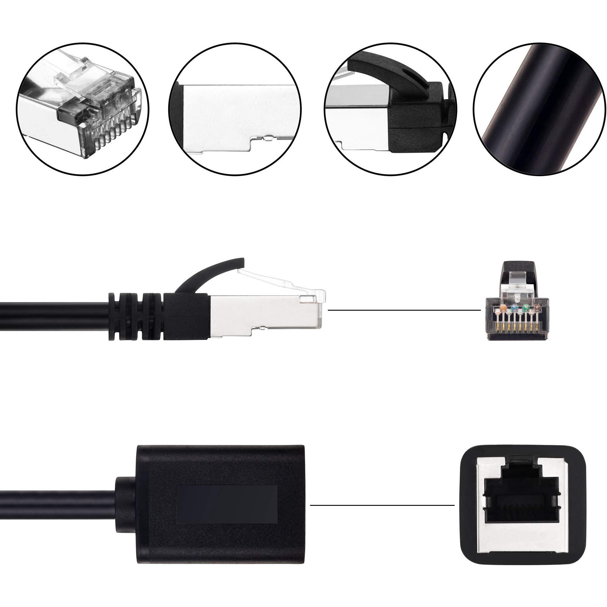 Ruaeoda Ethernet Extension Cable 30 Ft  Shielded Network Cat6 Extension Patch Cable Rj45 Cords Shielded Male To Female Connector