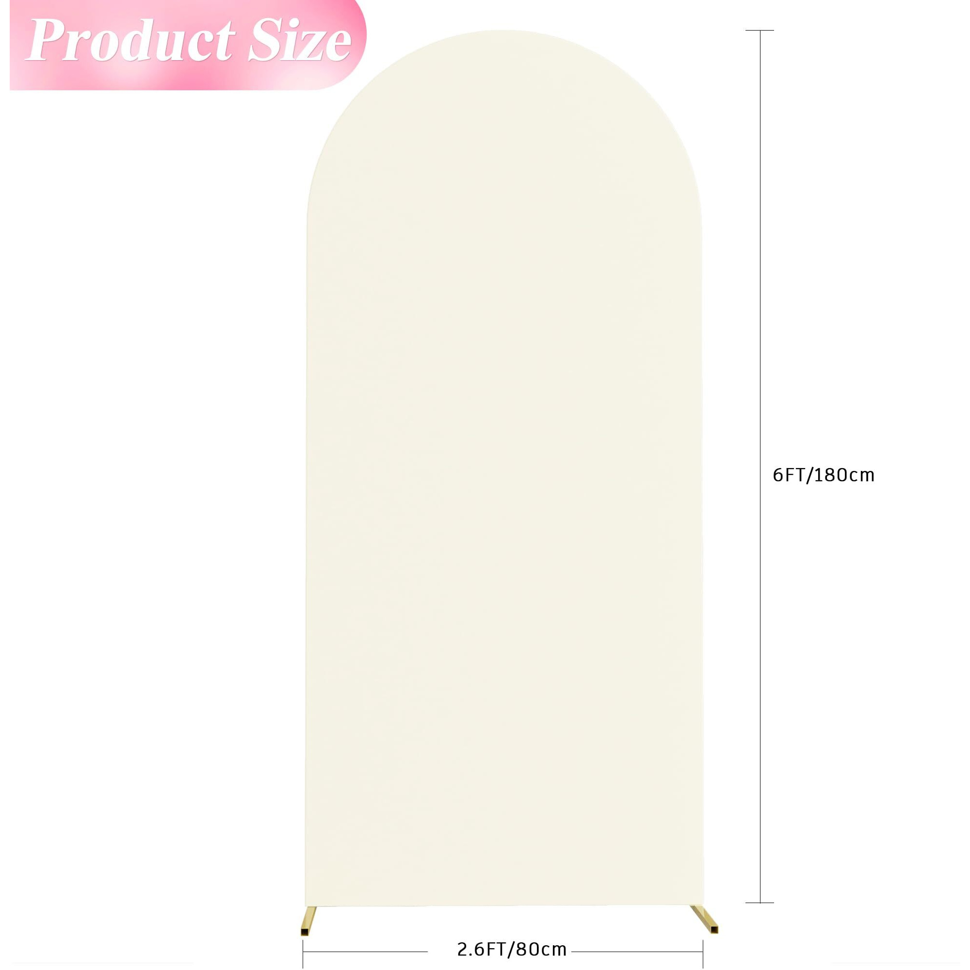 Wokceer 6Ft Wedding Arch Cover Spandex Fitted Wedding Arch Stand Covers Round Top Chiara Arch Backdrop Cover For Birthday Party Ceremony Banquet Decoration Ivory