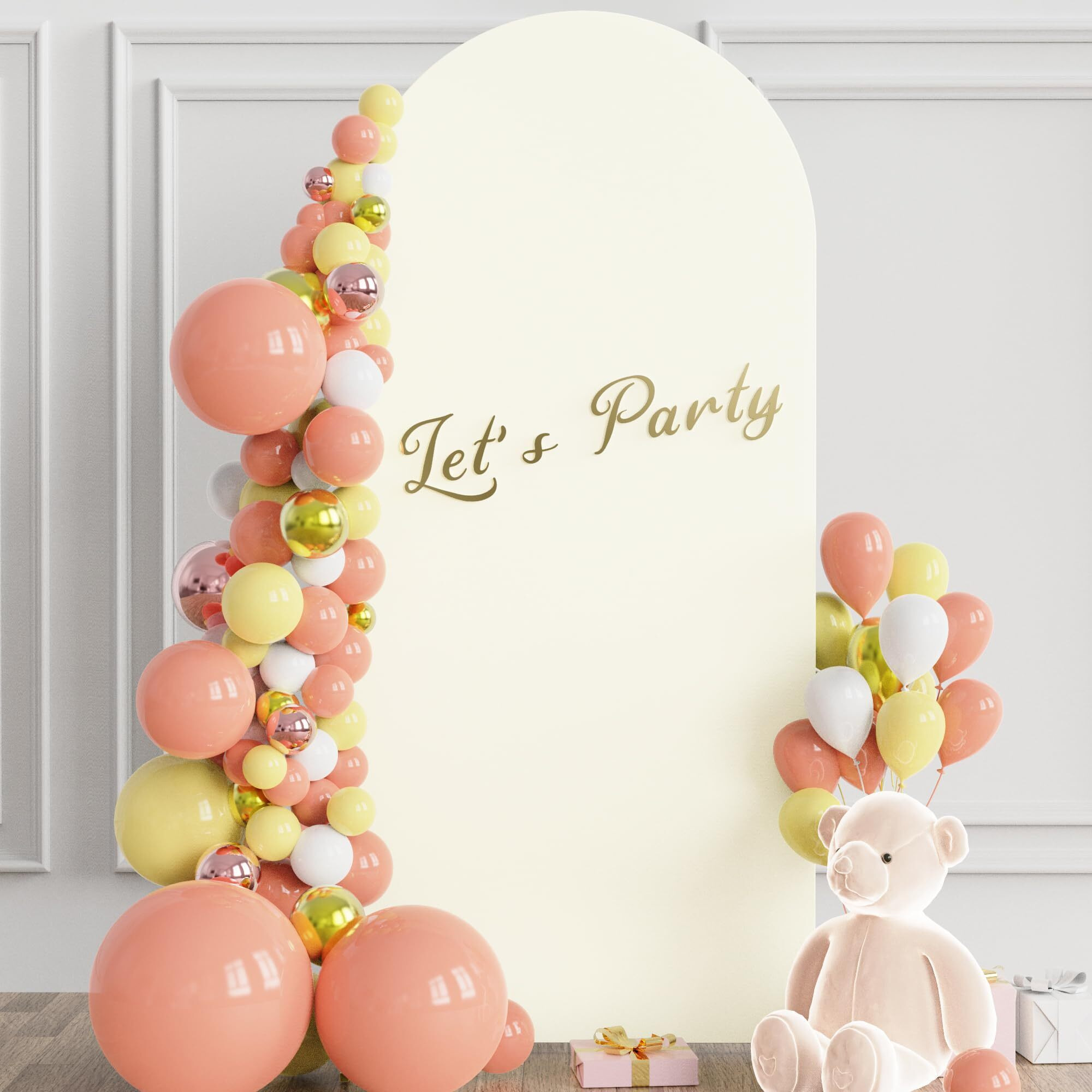 Wokceer 6Ft Wedding Arch Cover Spandex Fitted Wedding Arch Stand Covers Round Top Chiara Arch Backdrop Cover For Birthday Party Ceremony Banquet Decoration Ivory