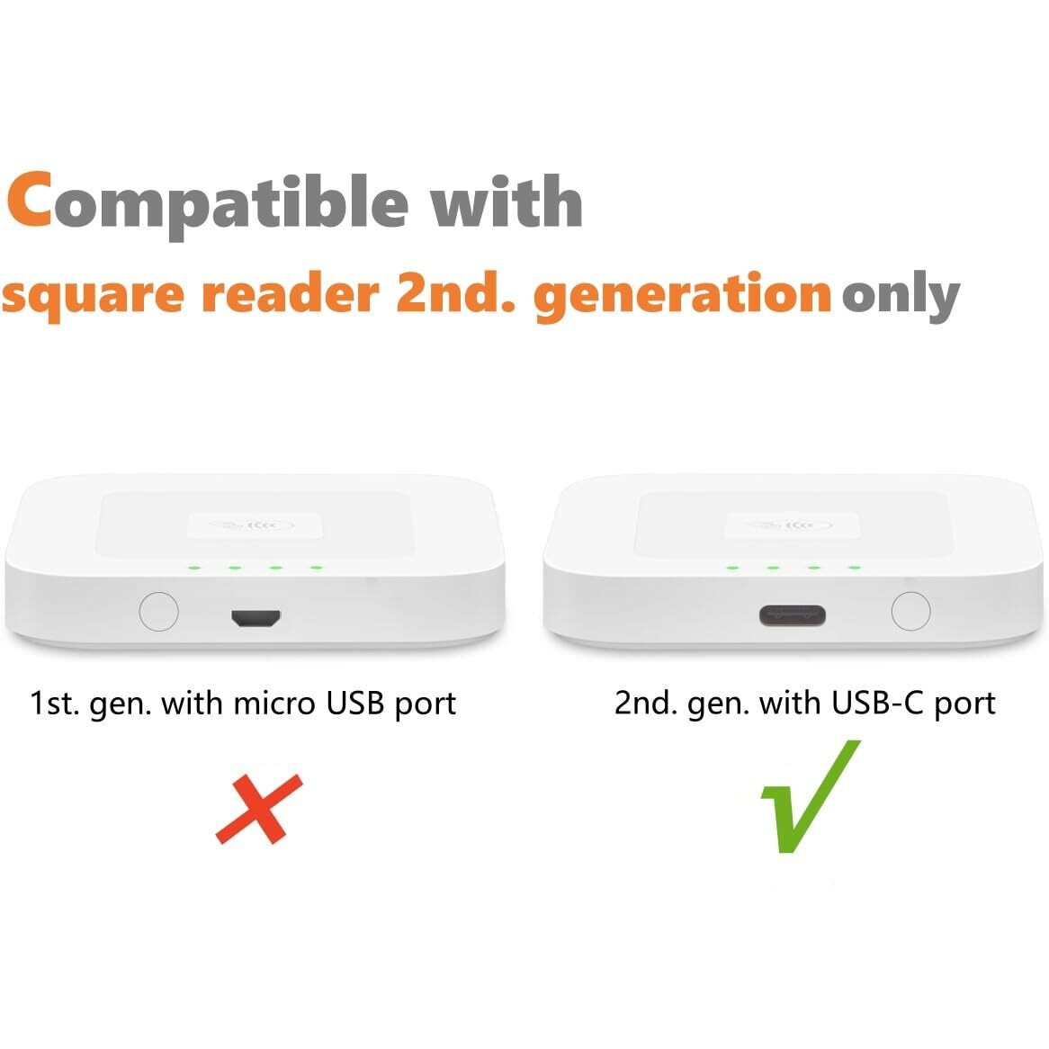 Square Dock For Square Reader 2Nd Generation  Holder Stand For Square Card Reader 2Nd Generation  Dock With Smart Anti-Sleep Button Portable Size Anti-Slip (Cable And Wall Charger Included  No Device