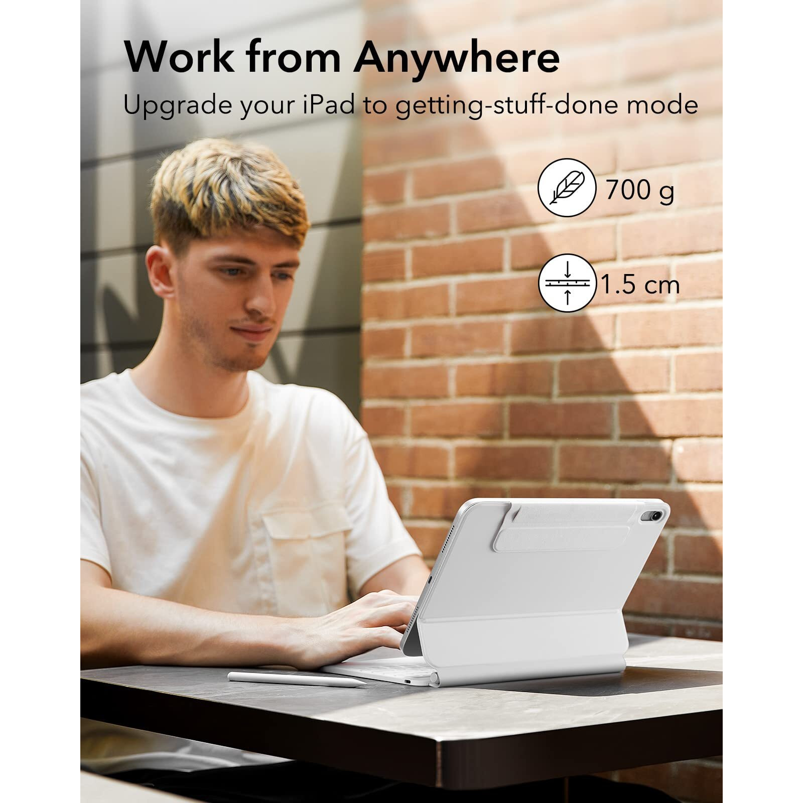 Esr Ipad Keyboard 10Th Generation  Magic Keyboard Case For Ipad 10Th Generation (2022)  Ipad Keyboard Case With Floating Cantilever Stand  Springy Backlit Keys  Multi-Touch Trackpad  White