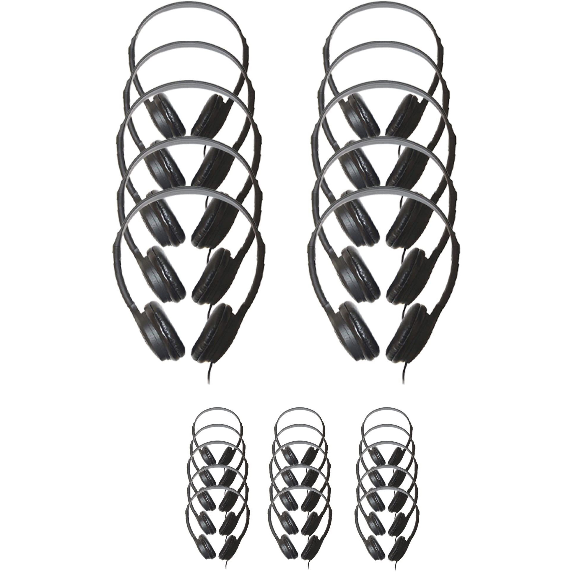 Soundnetic Sn313 Classroom Over The Head Stereo Headphones With Leatherette Earpads  Black  Count Of 25  Pack Of 1