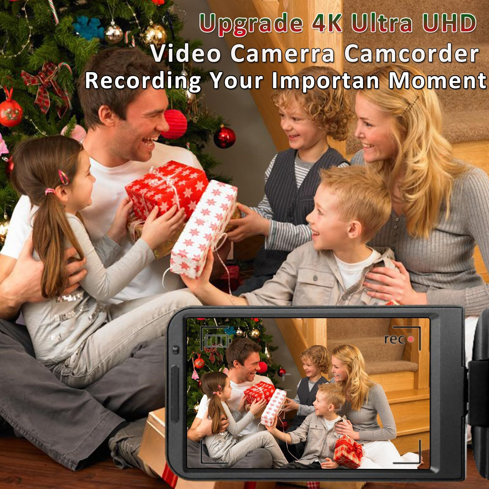 Oiexi Uhd 4K Video Camera Camcorder With 18X Digital Zoom 64Mp Digital Camera Recorder 4.0-Inch Rotating Touchscreen 64Gb Sd Card Microphone Remote Control Durable Battery(Black)