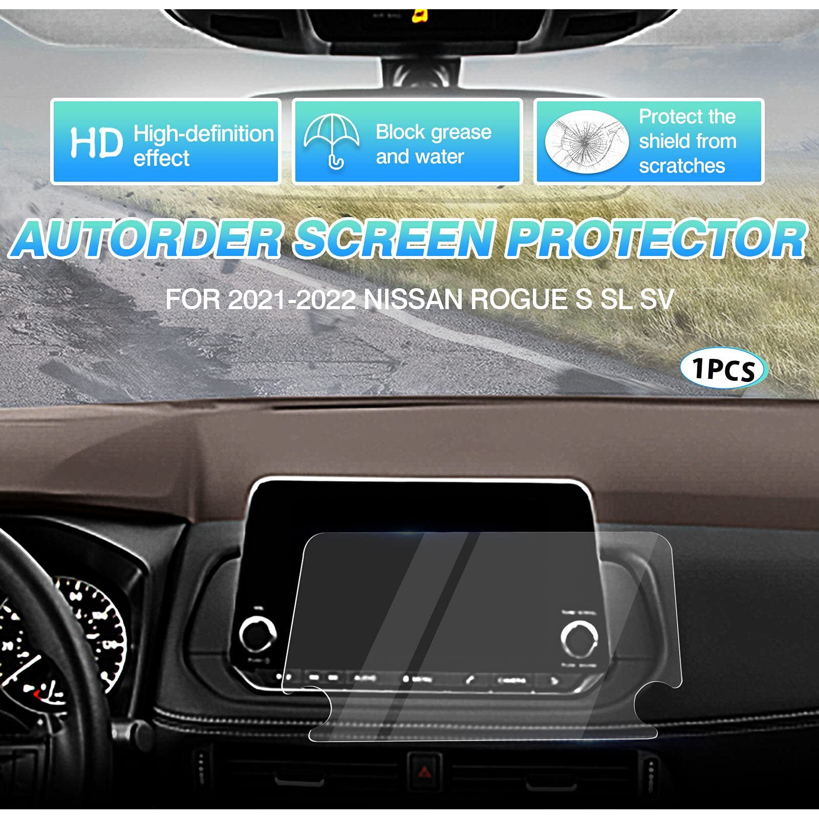 Autorder Screen Protector For 2021 2022 2023 2024 Nissan Rogue S Sv Accessories 8-Inch Tempered Glass Film Touchscreen Protector Foil (Not For Rogue Sport)